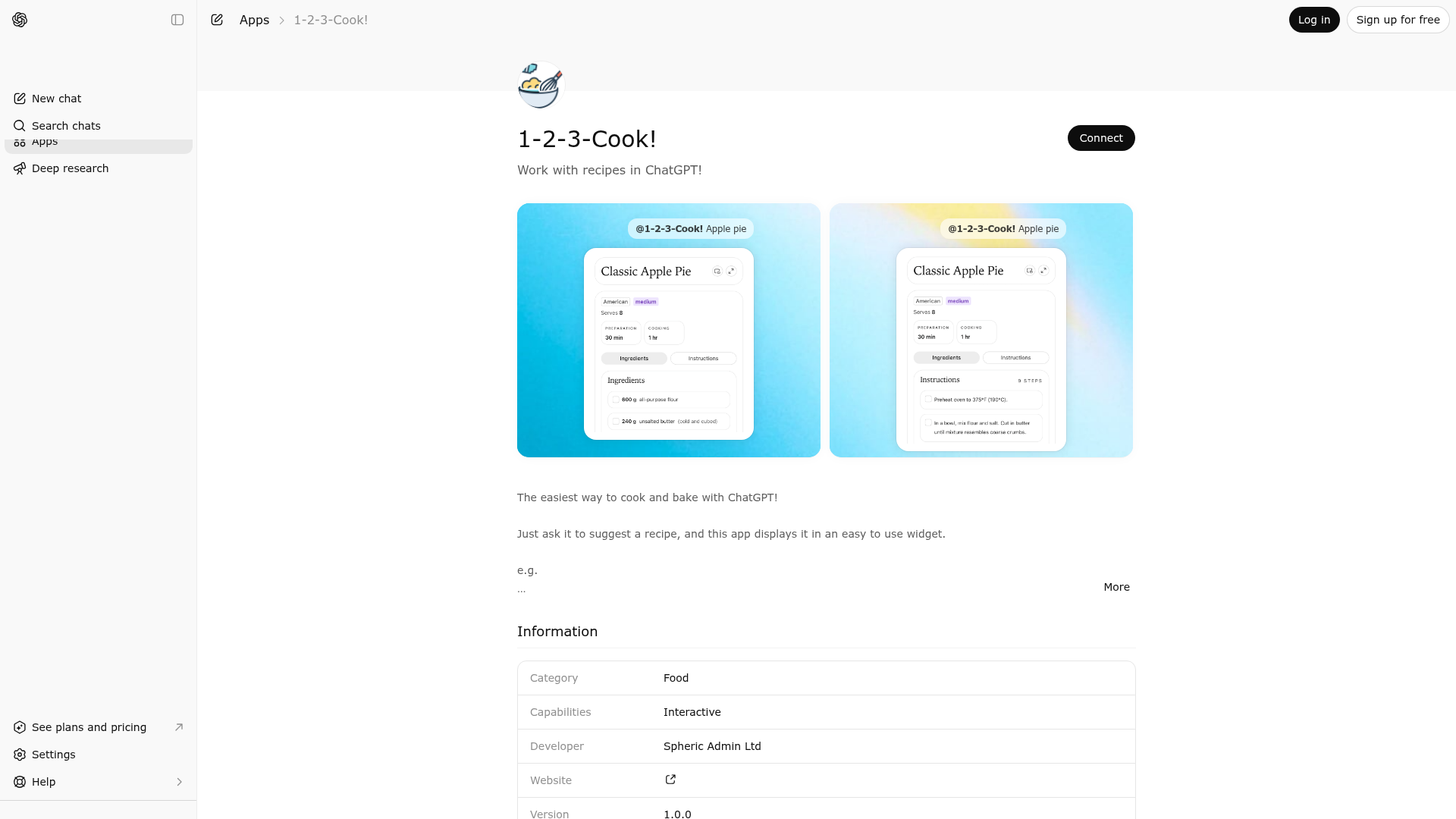 Screenshot of 1-2-3-Cook! website