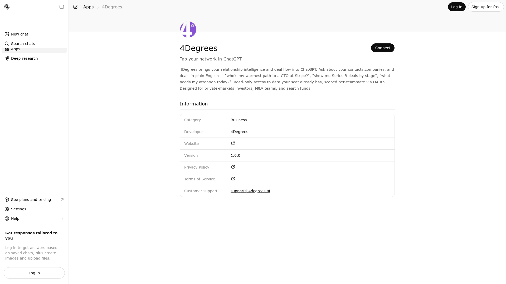 Screenshot of 4Degrees website