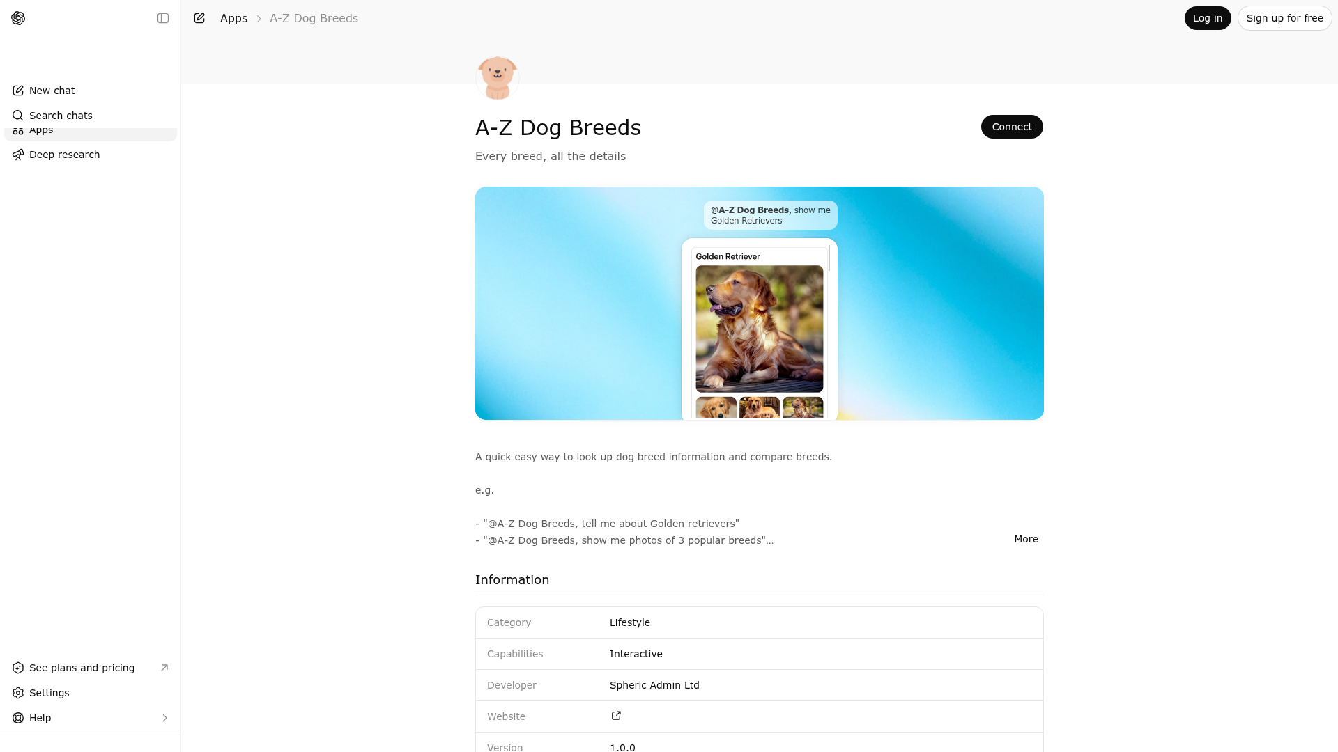 Screenshot of A-Z Dog Breeds website