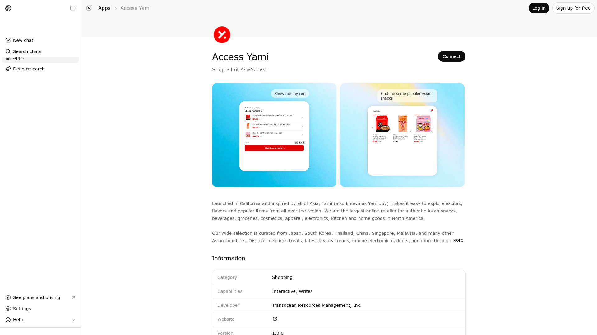 Screenshot of Access Yami website