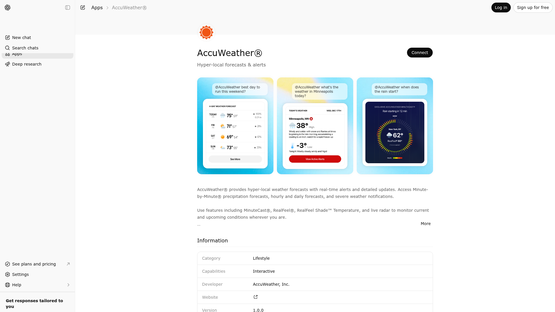 Screenshot of AccuWeather® website