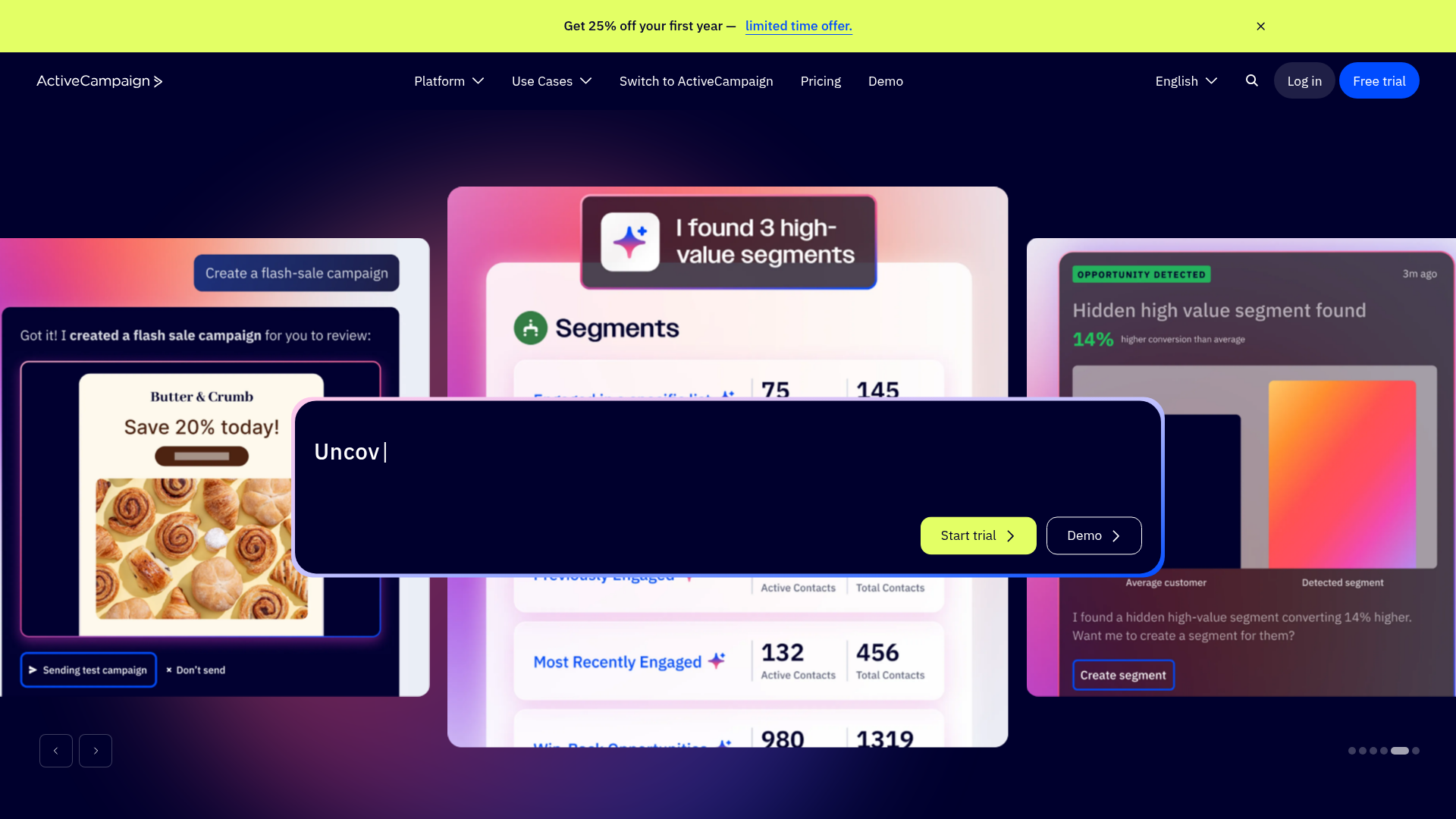 Screenshot of ActiveCampaign website