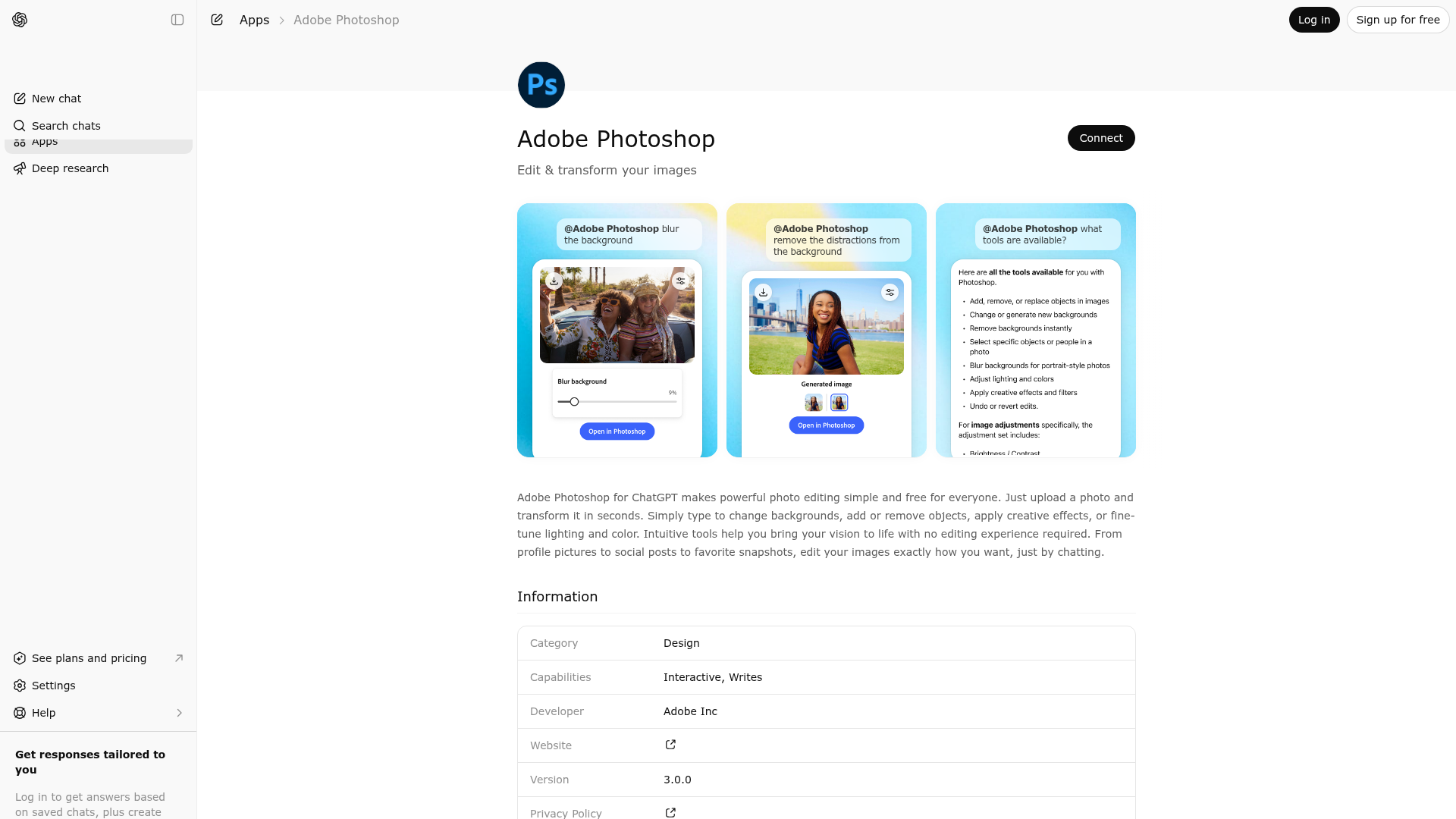 Screenshot of Adobe Photoshop website
