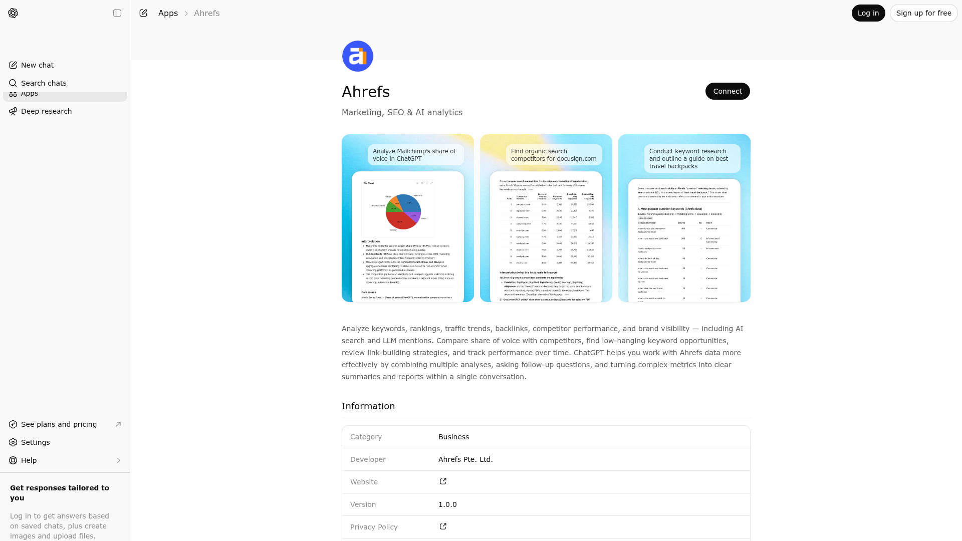 Screenshot of Ahrefs website