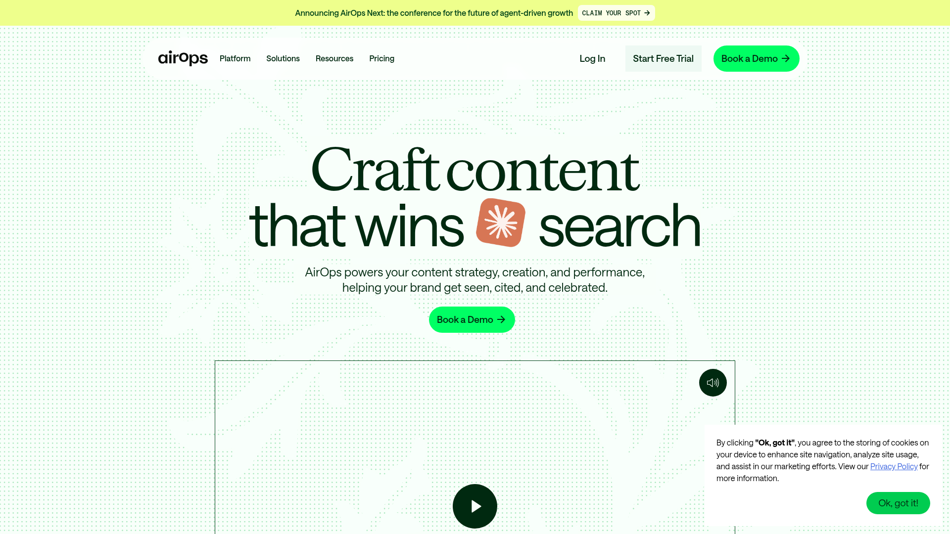 Screenshot of AirOps website