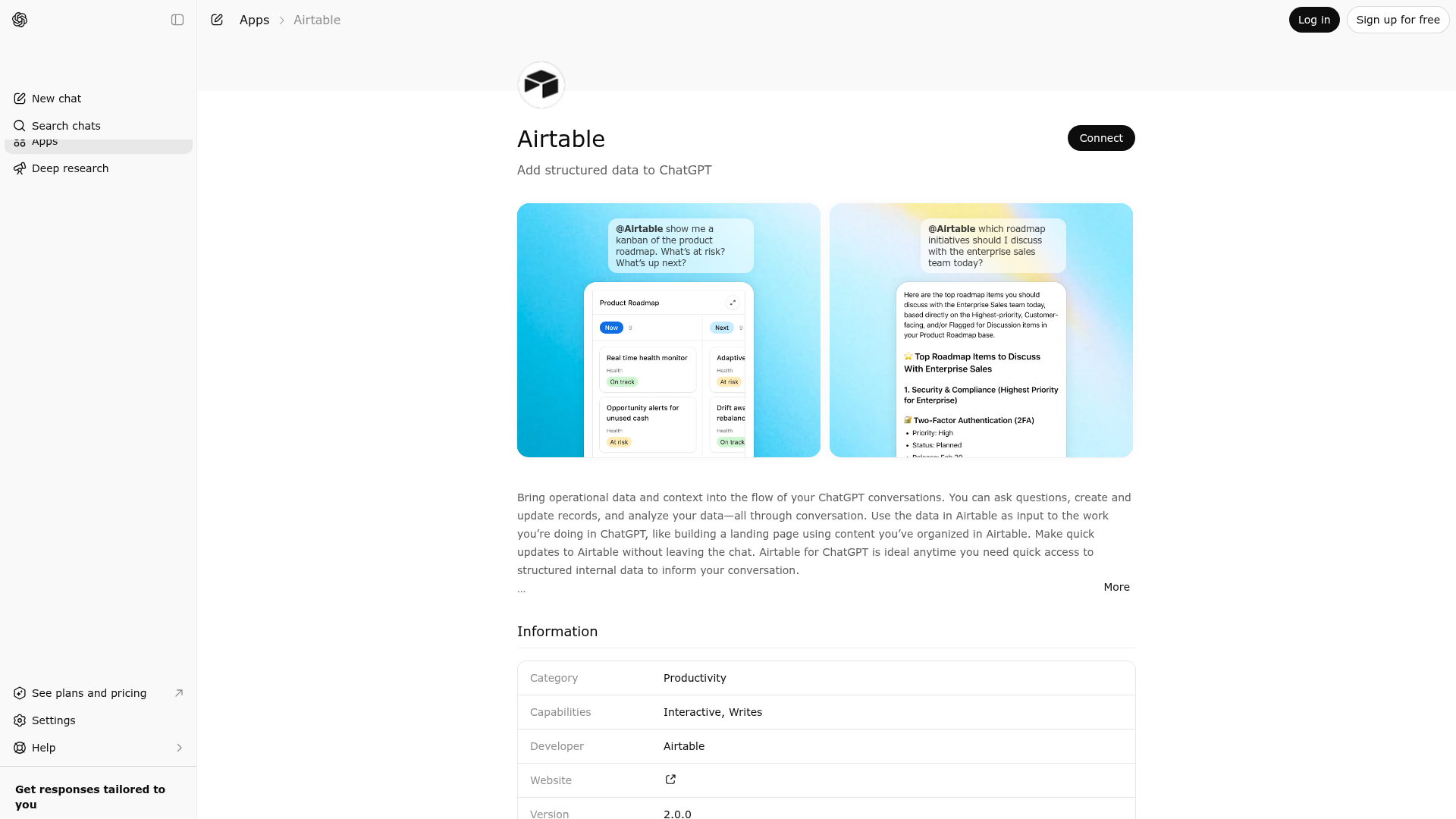 Screenshot of Airtable website