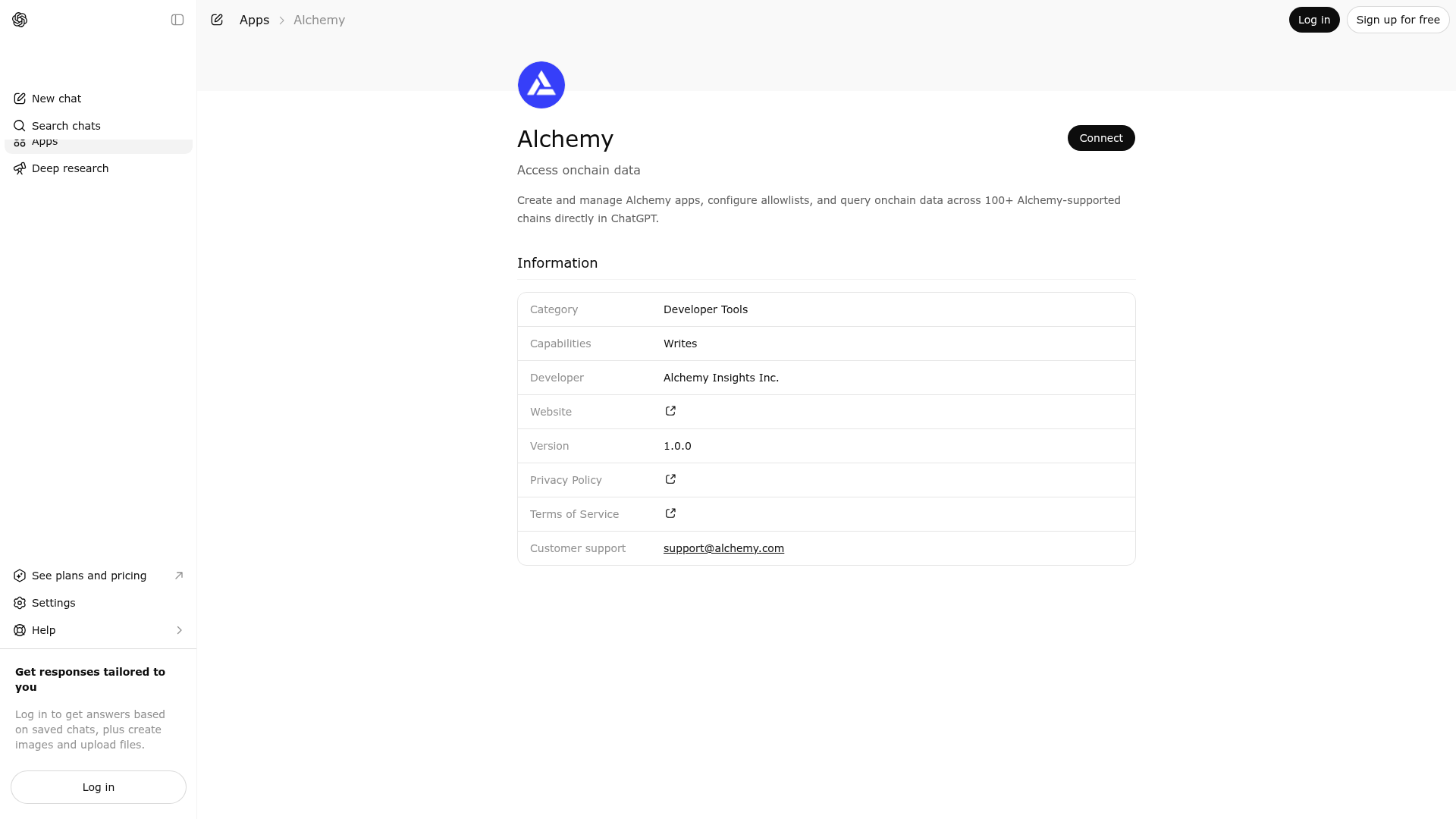 Screenshot of Alchemy website