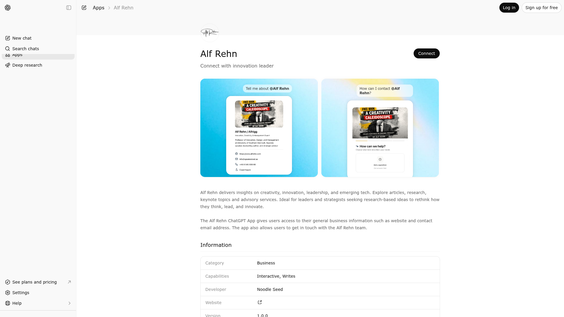 Screenshot of Alf Rehn website