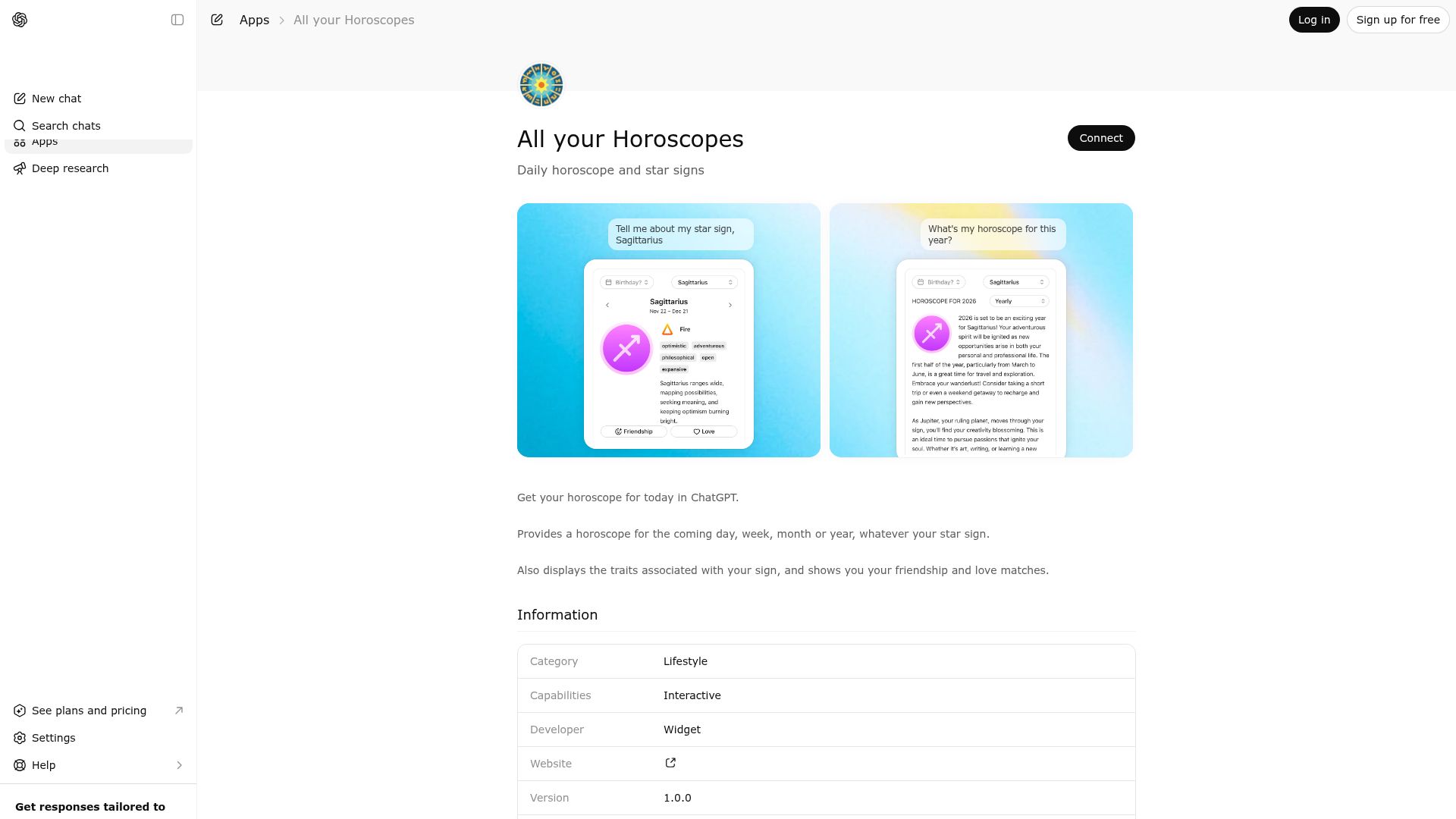 Screenshot of All your Horoscopes website