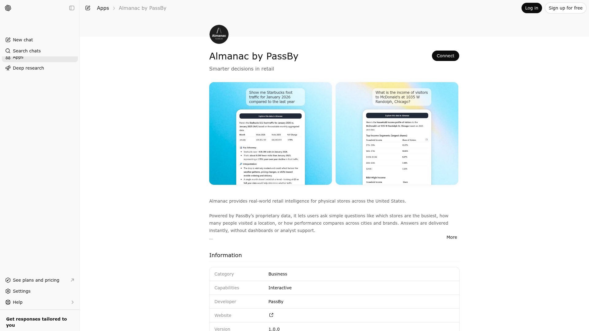 Screenshot of Almanac by PassBy website
