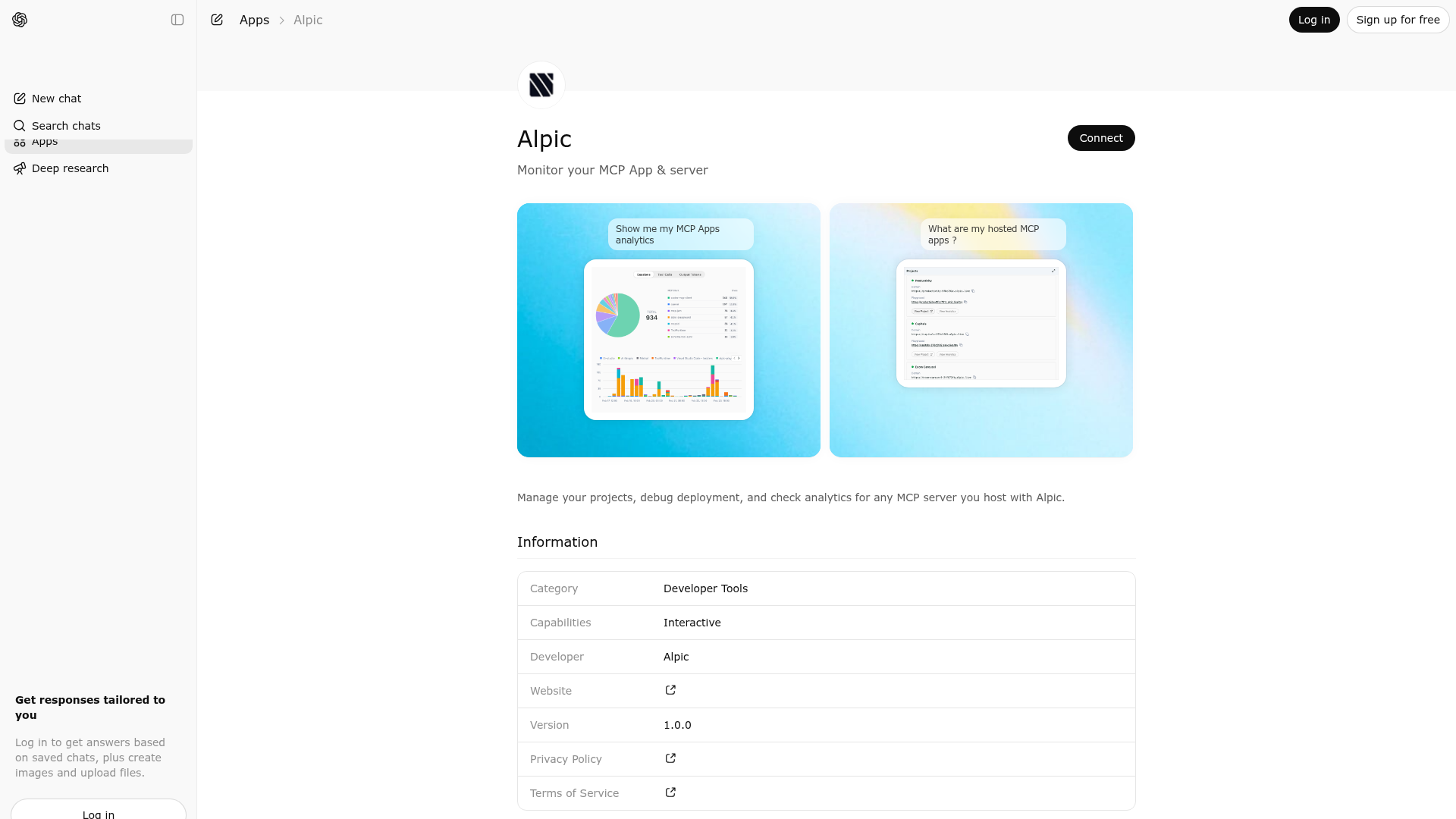 Screenshot of Alpic website