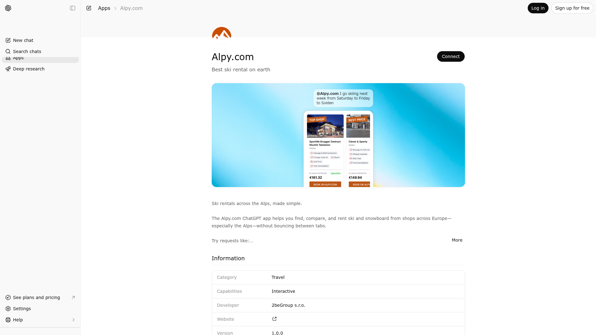 Screenshot of Alpy.com website