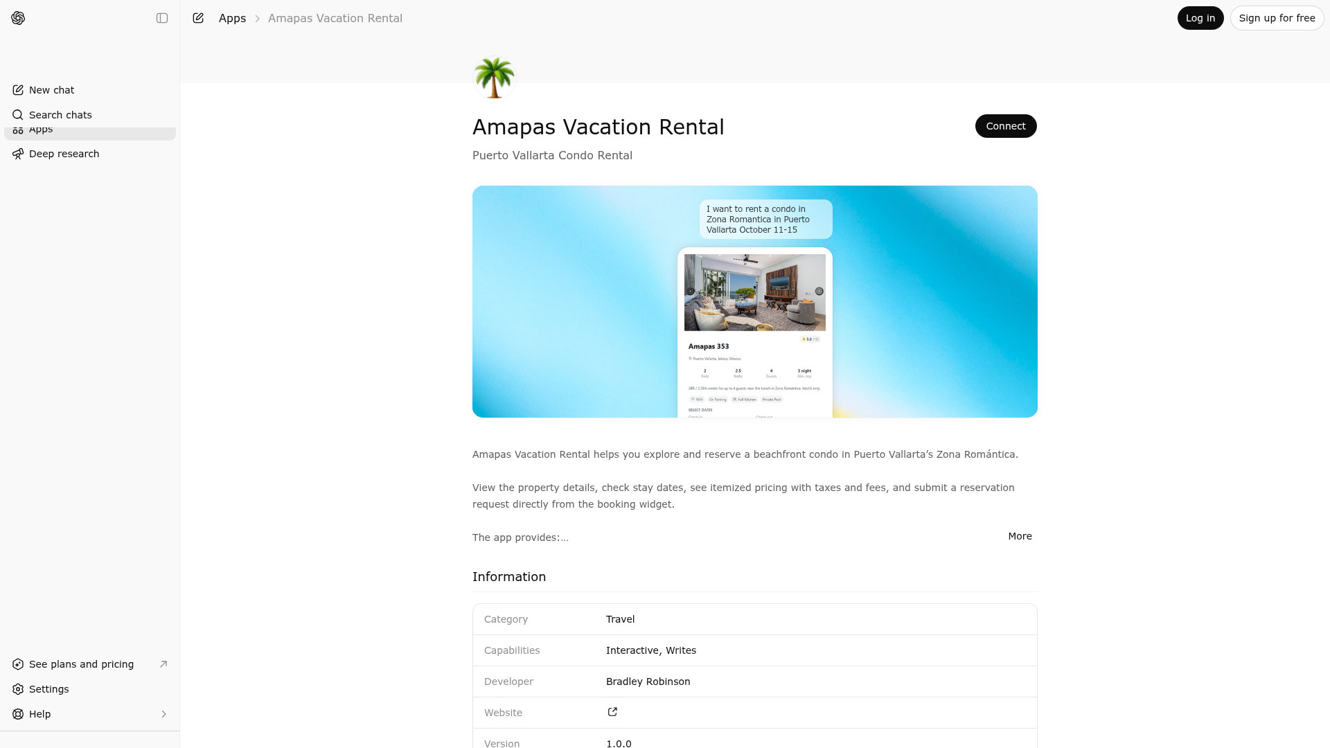 Screenshot of Amapas Vacation Rental website