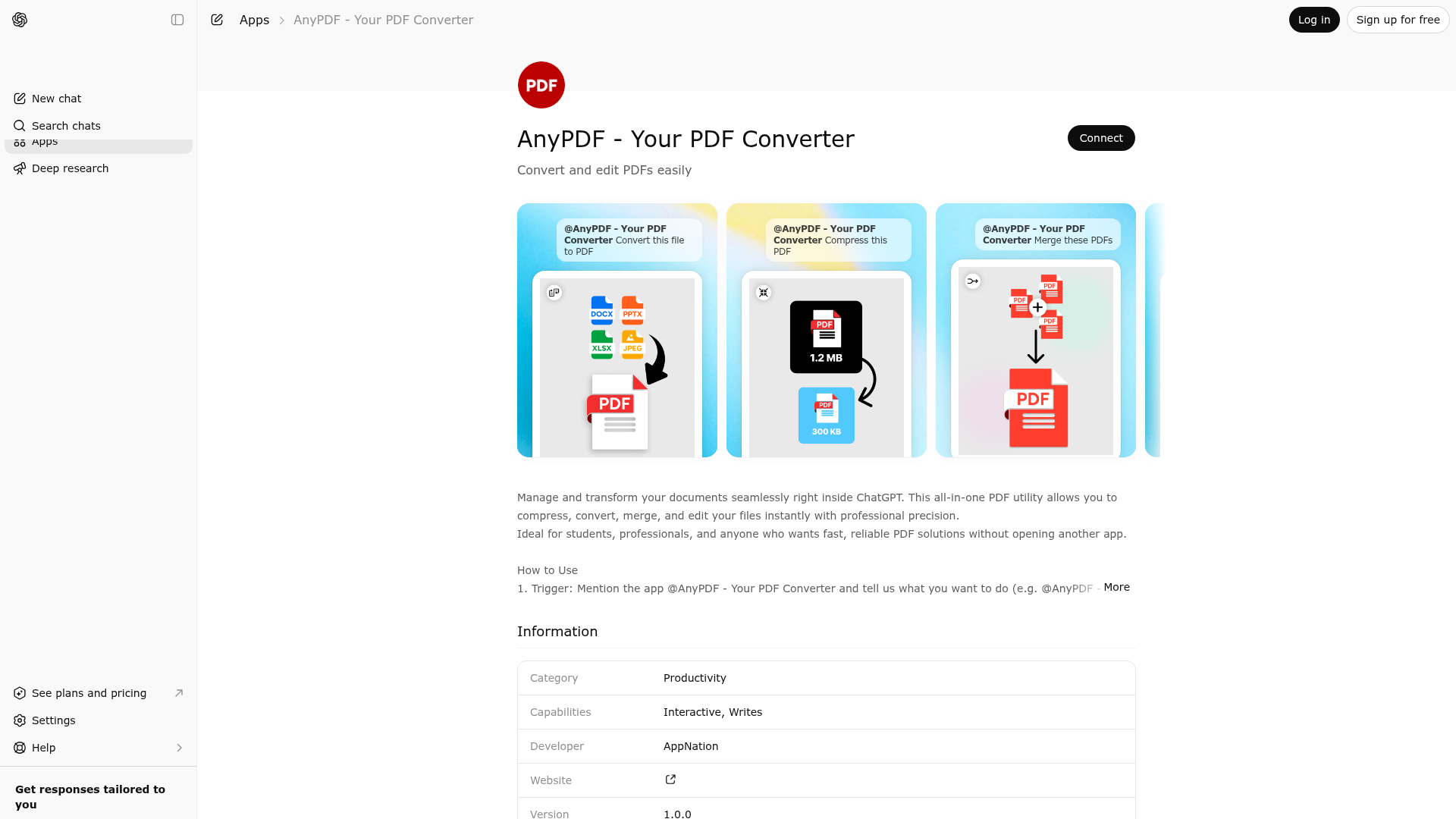 Screenshot of AnyPDF - Your PDF Converter website