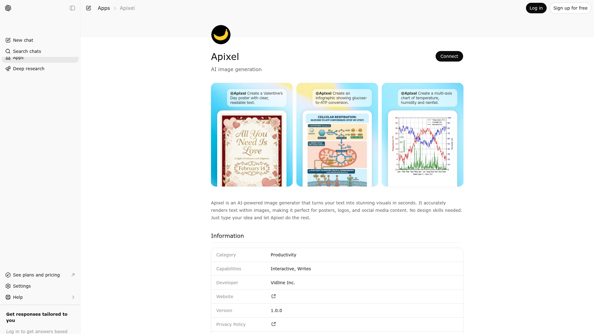 Screenshot of Apixel website