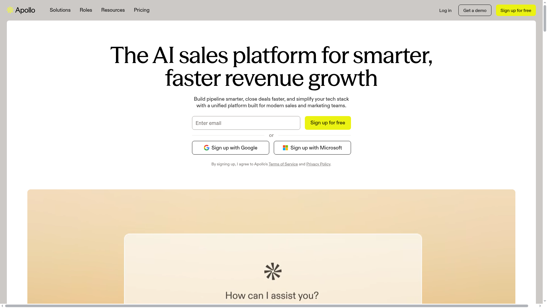 Screenshot of Apollo.io website