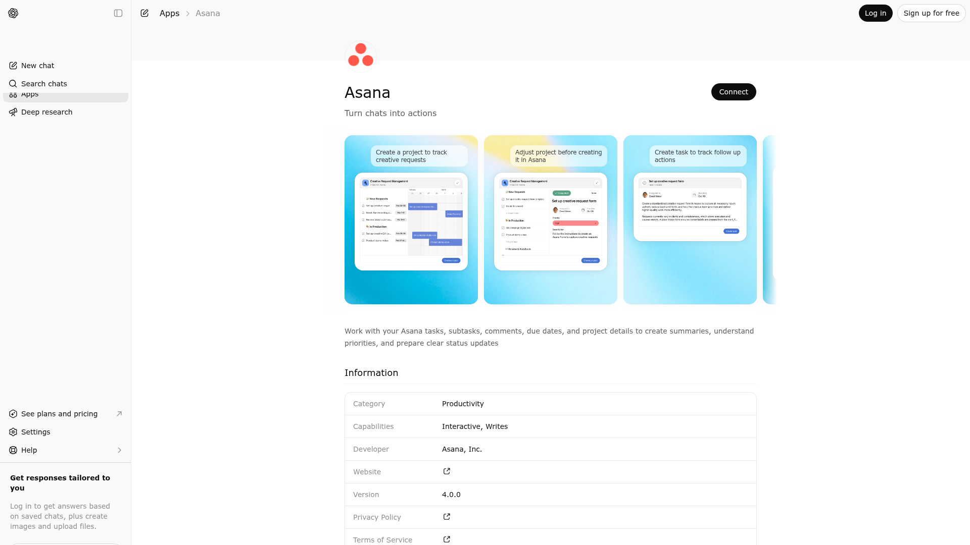 Screenshot of Asana website