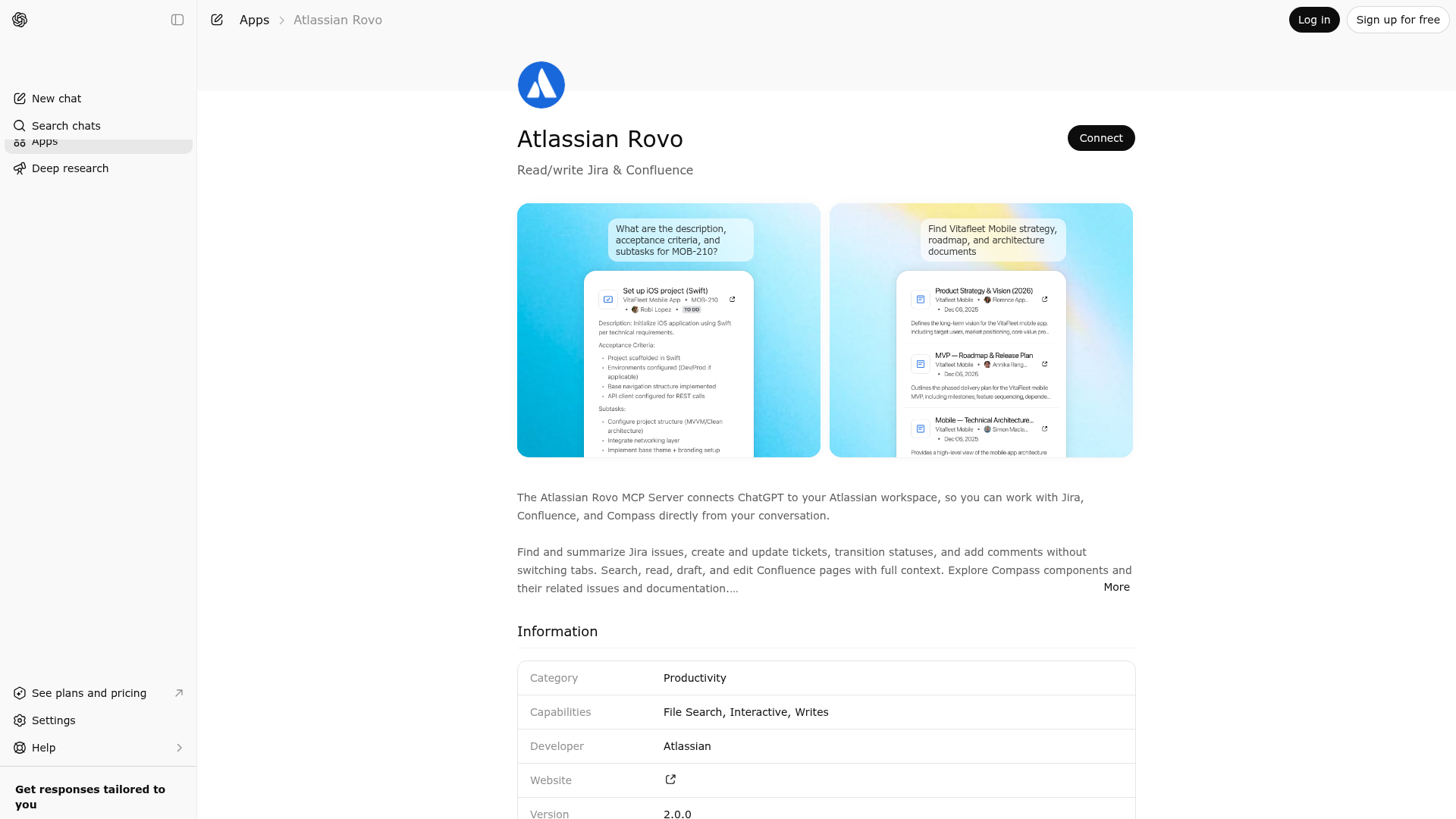 Screenshot of Atlassian Rovo website