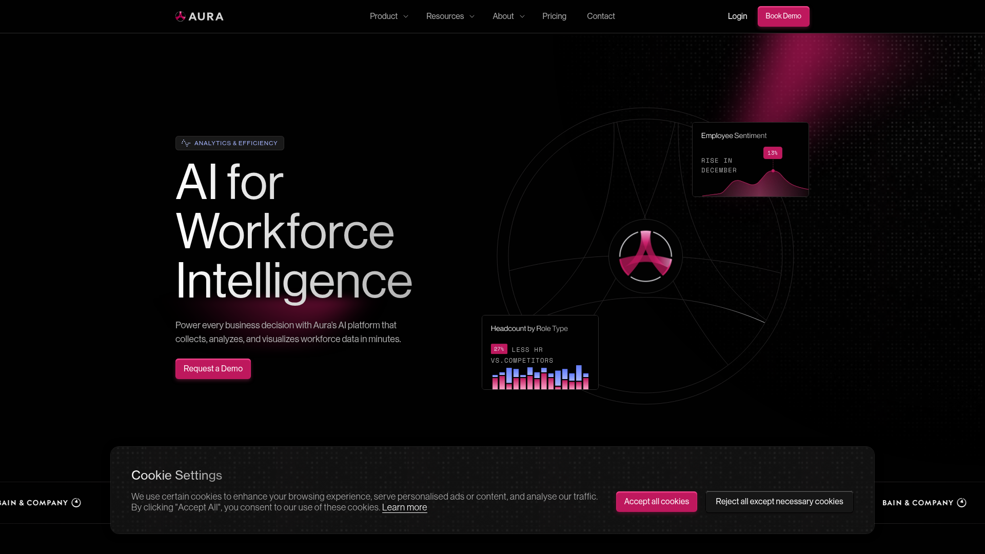 Screenshot of Aura website