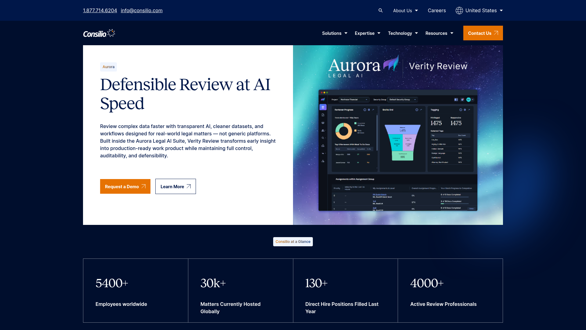 Screenshot of Aurora website