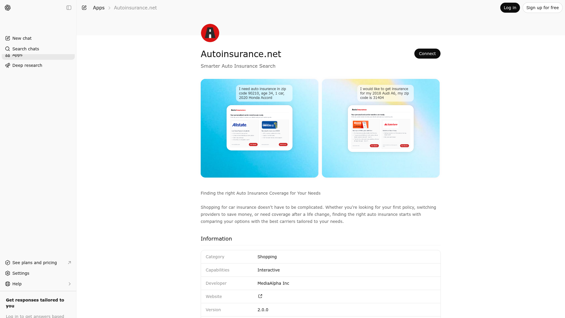 Screenshot of Autoinsurance.net website