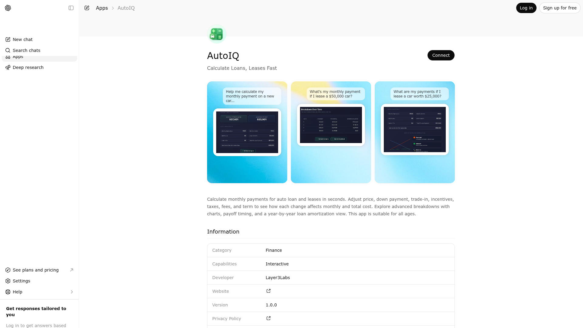 Screenshot of AutoIQ website