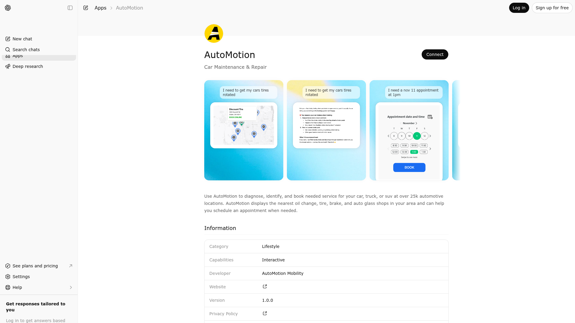 Screenshot of AutoMotion website