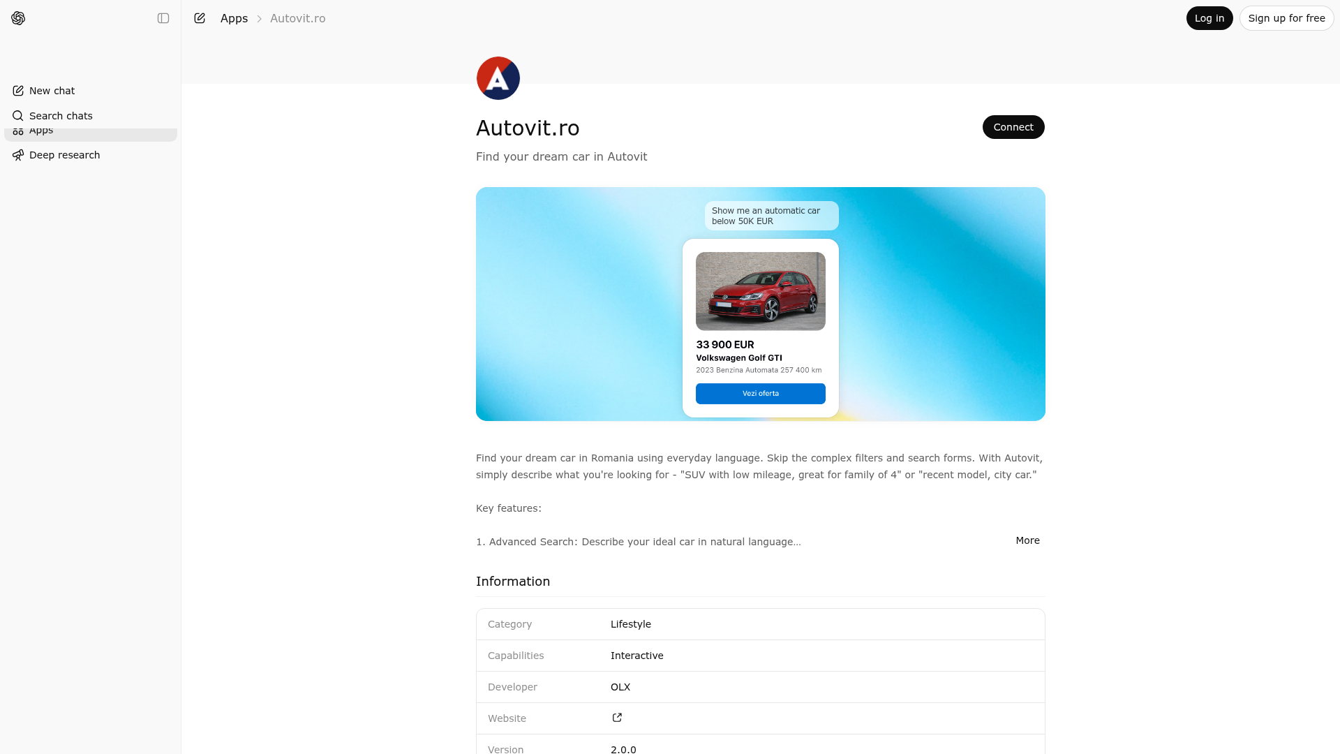 Screenshot of Autovit.ro website