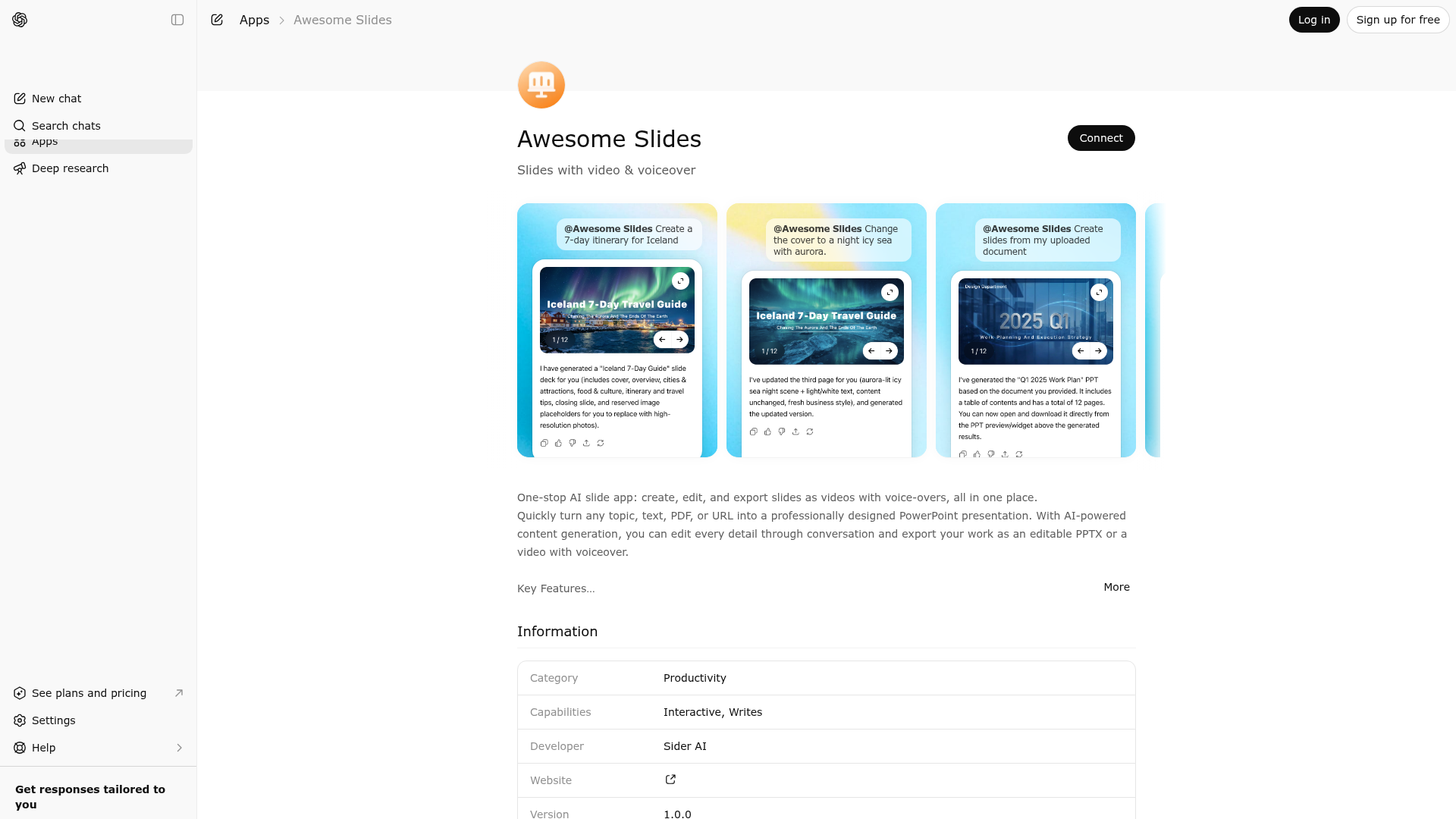 Screenshot of Awesome Slides  website