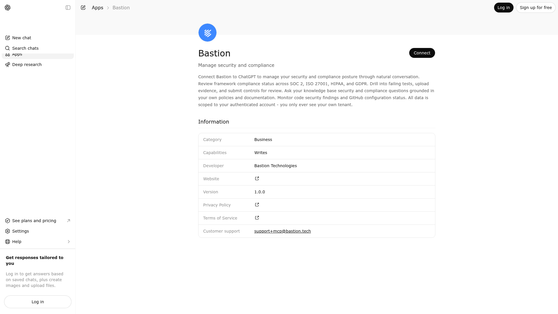 Screenshot of Bastion website