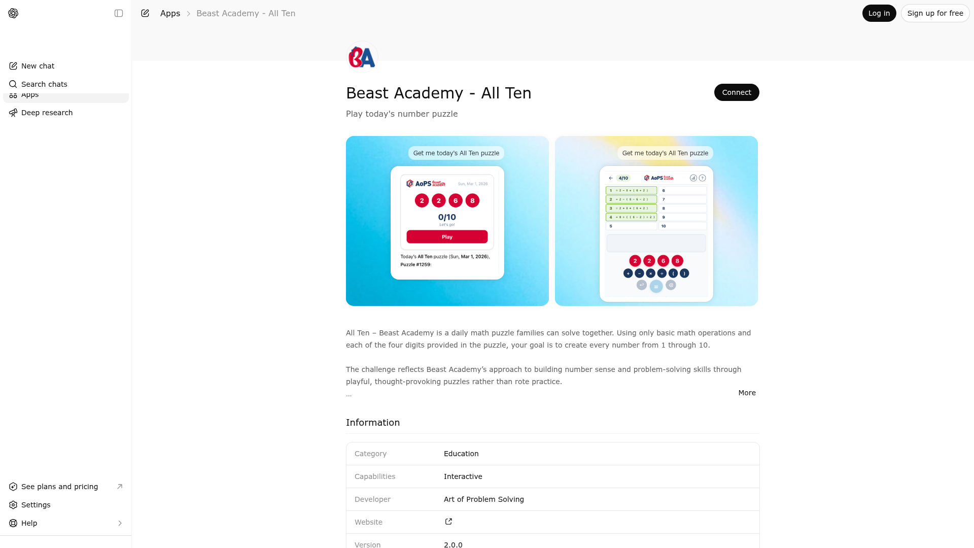 Screenshot of Beast Academy - All Ten website