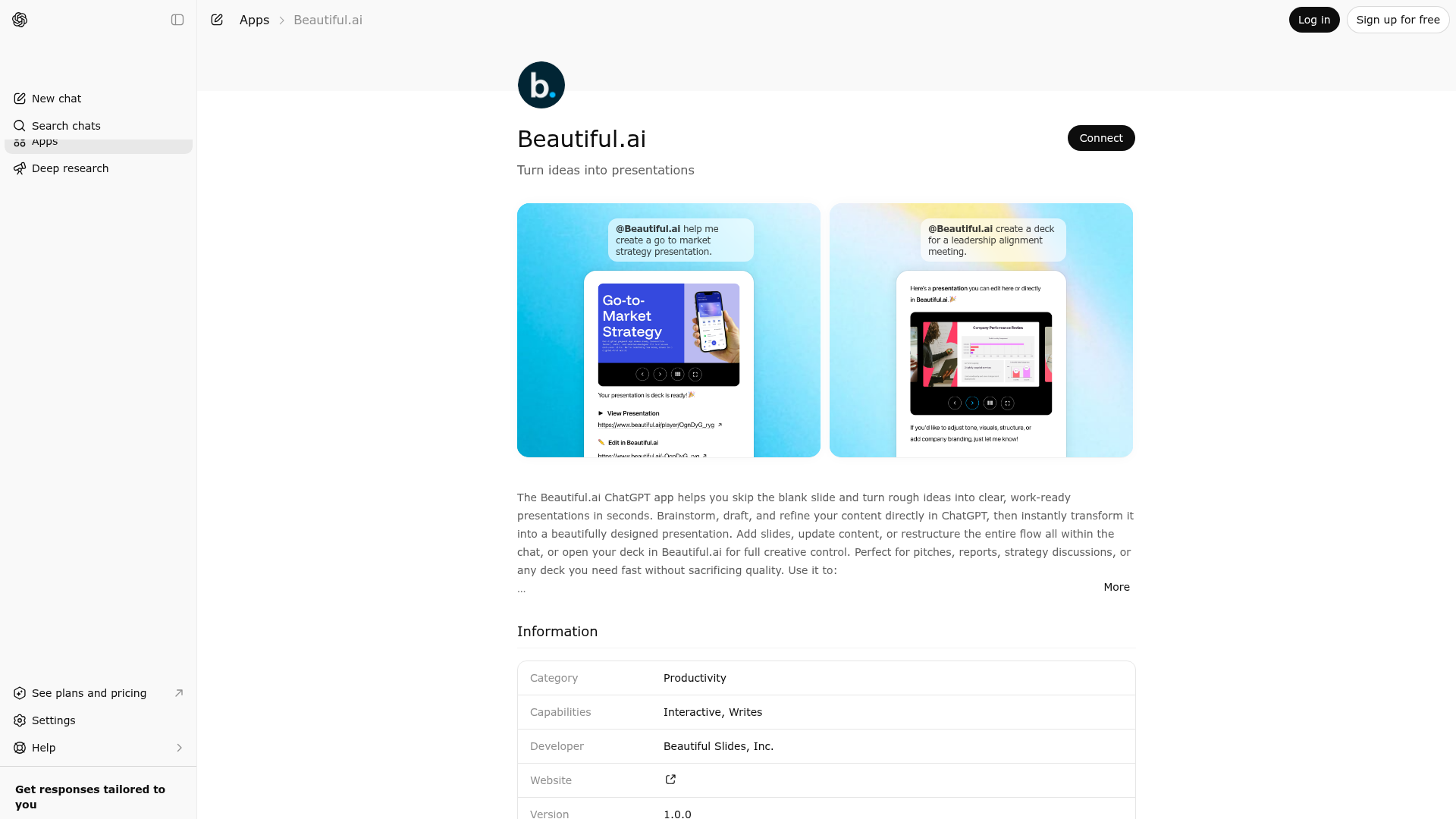 Screenshot of Beautiful.ai website