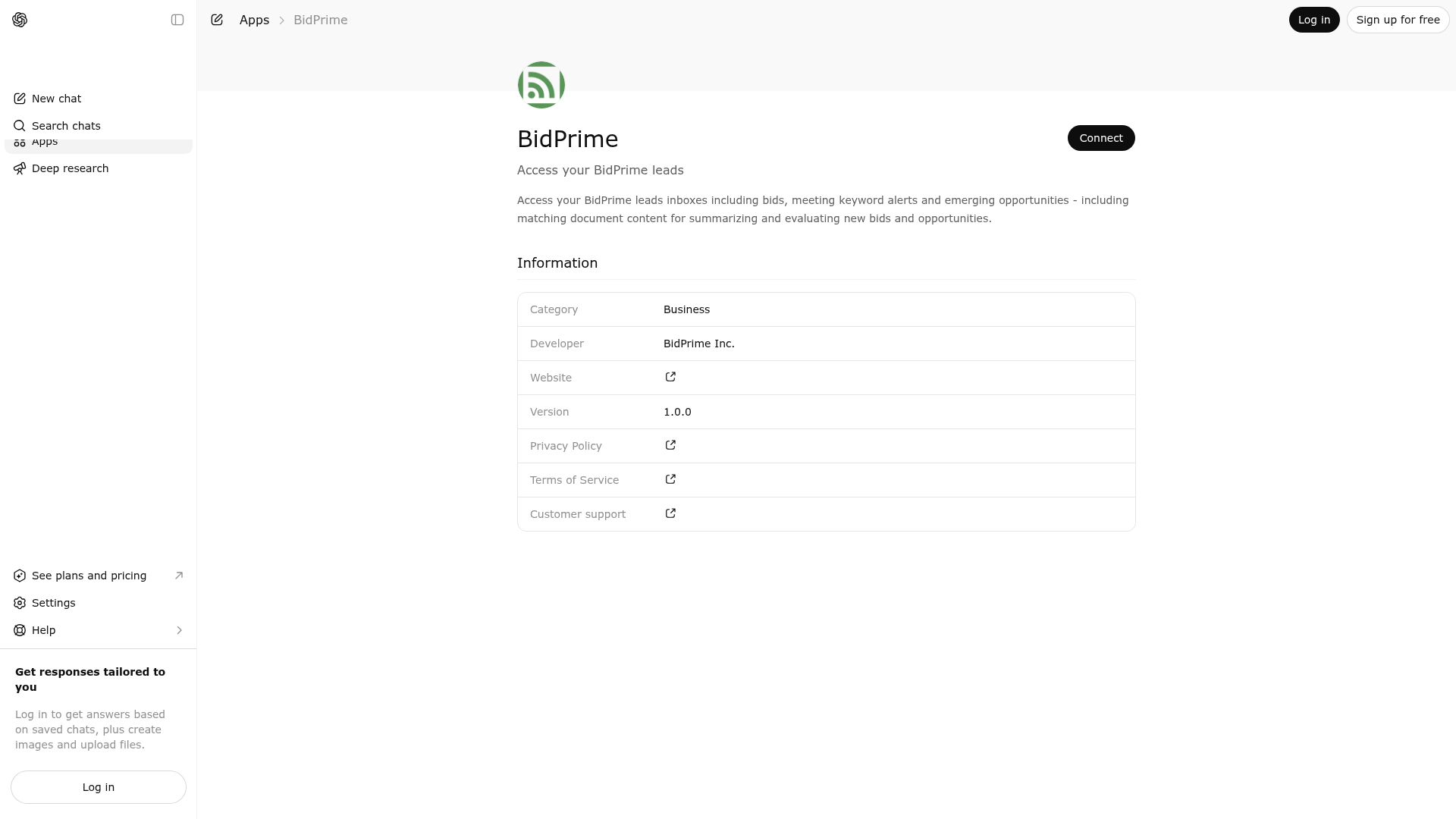 Screenshot of BidPrime website