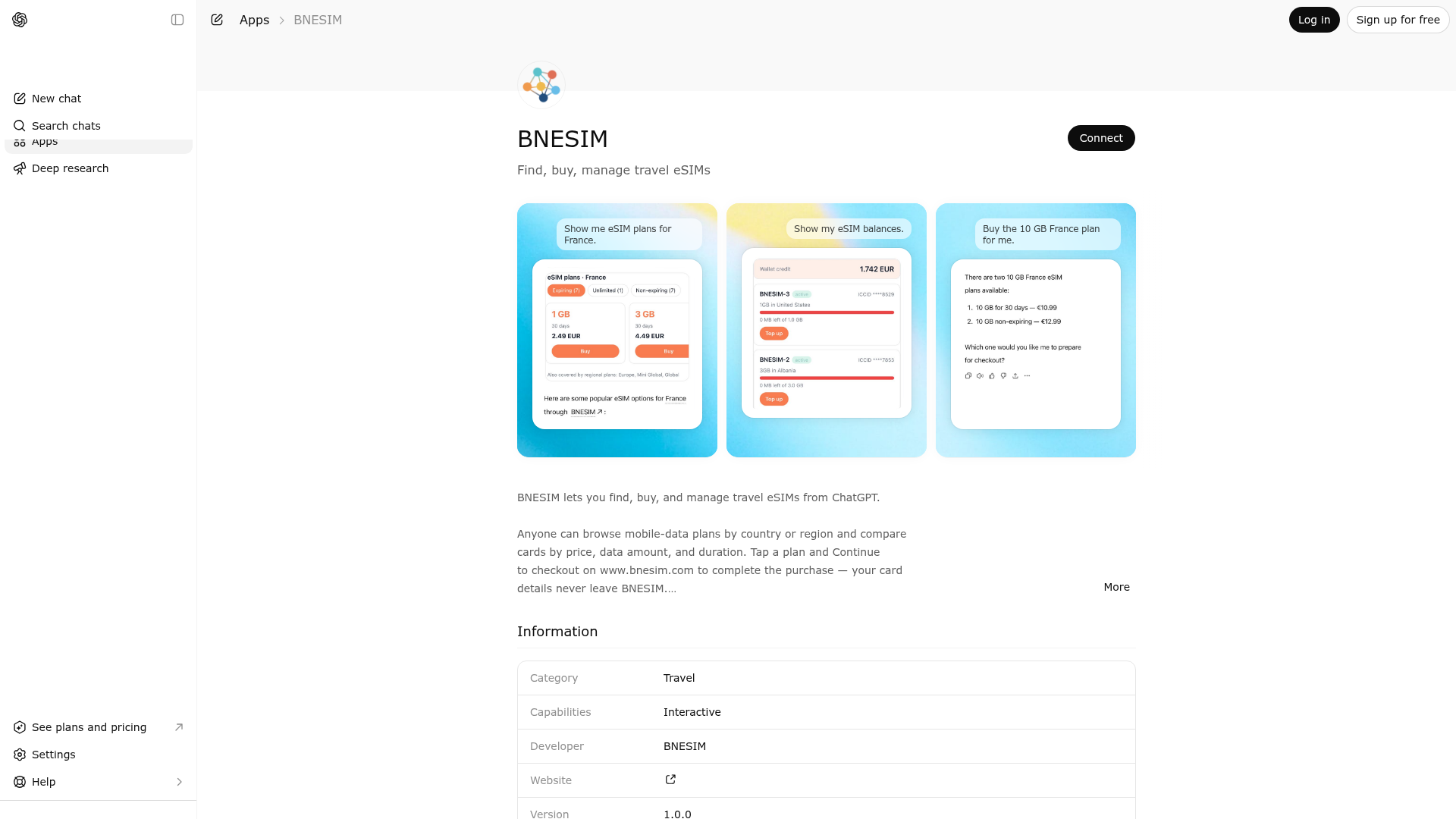 Screenshot of BNESIM website