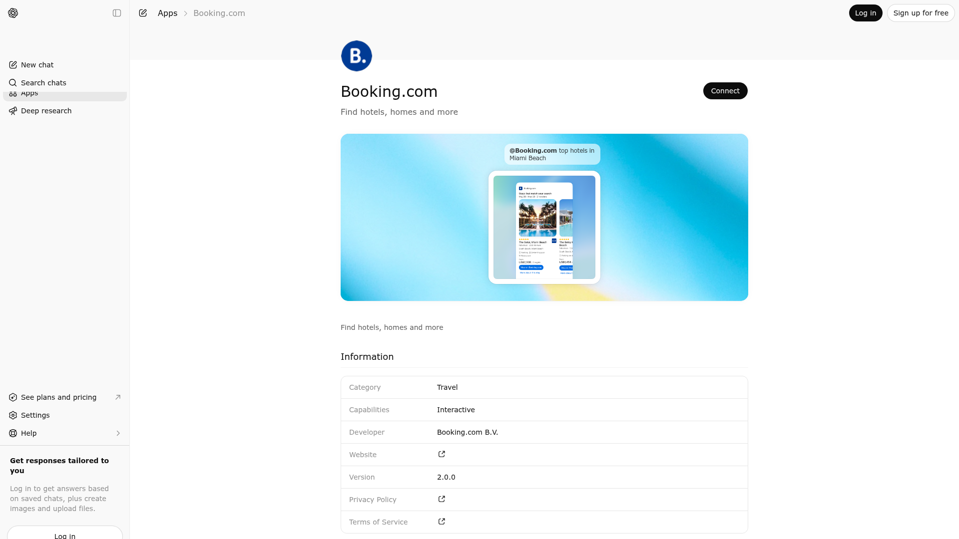 Screenshot of Booking.com website