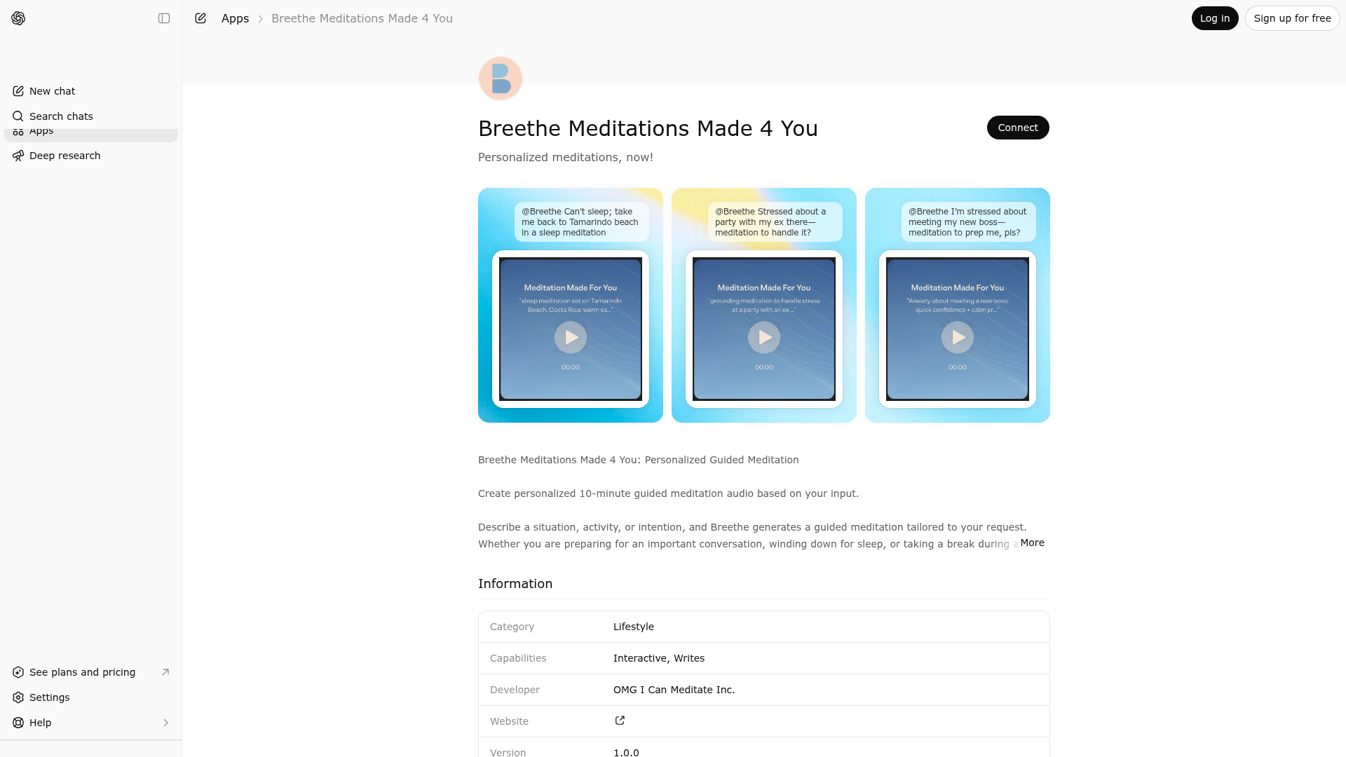 Screenshot of Breethe Meditations Made 4 You website