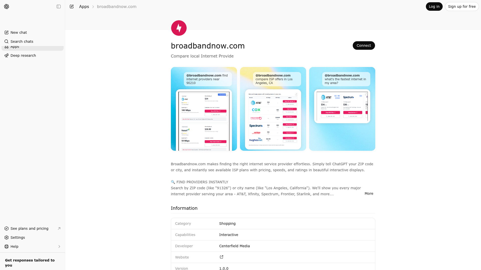 Screenshot of broadbandnow.com website