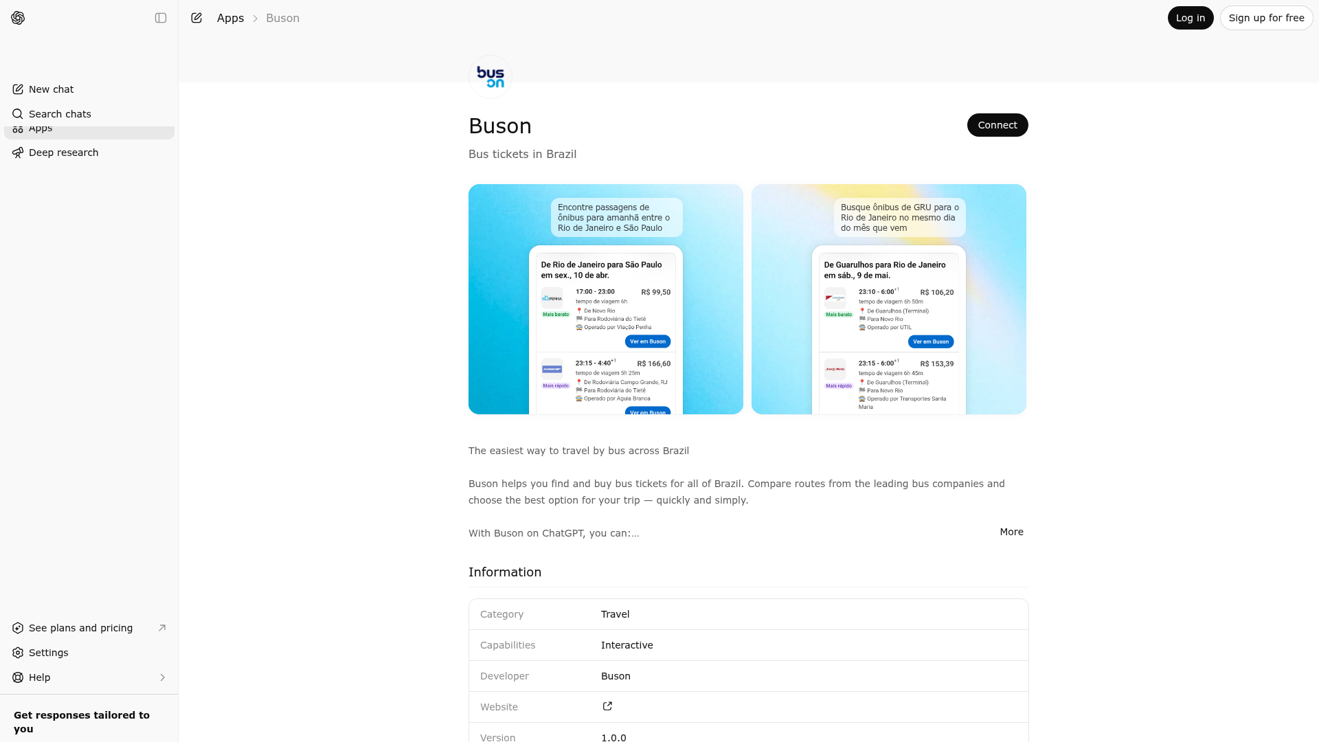 Screenshot of Buson website