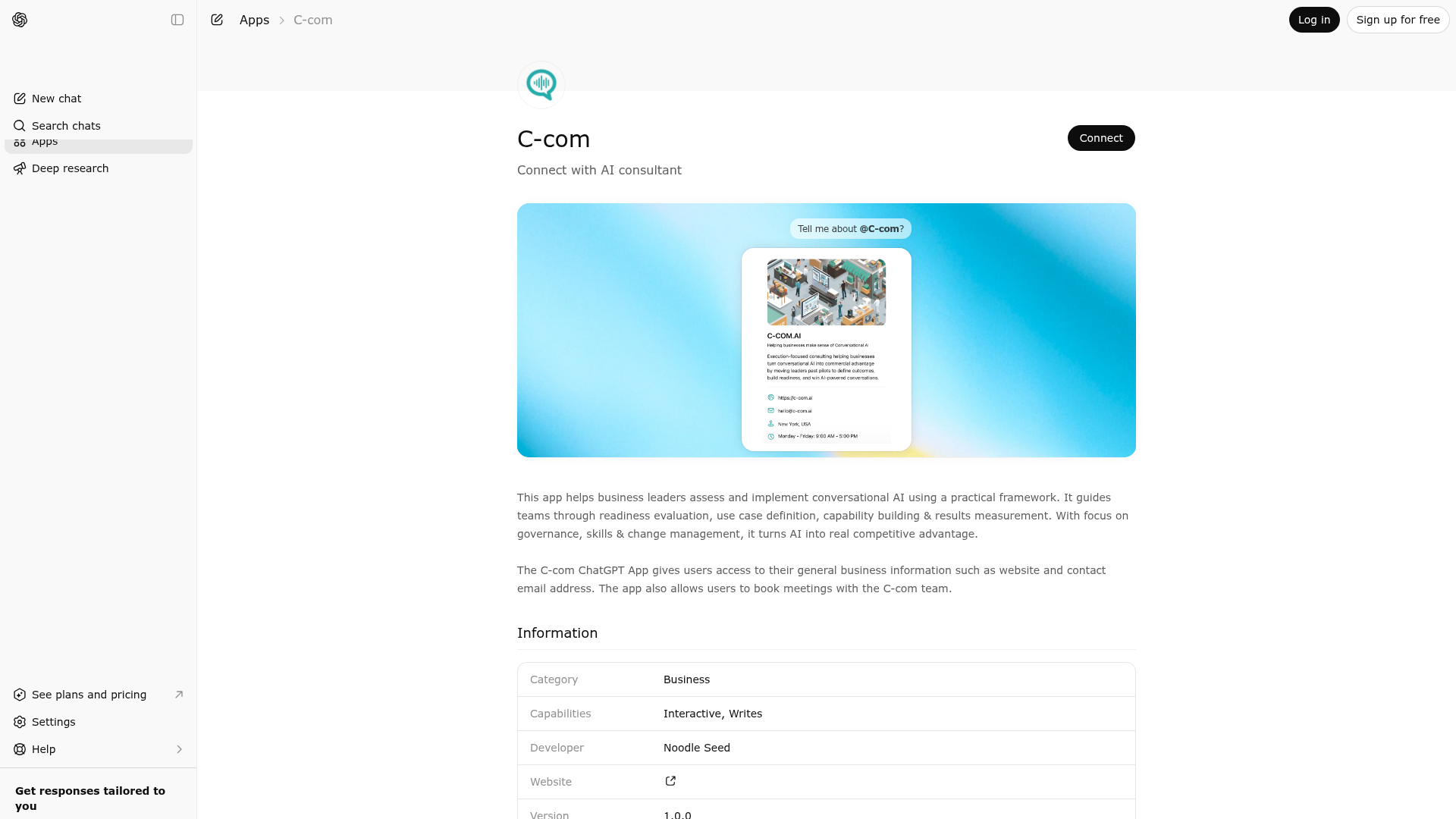 Screenshot of C-com website