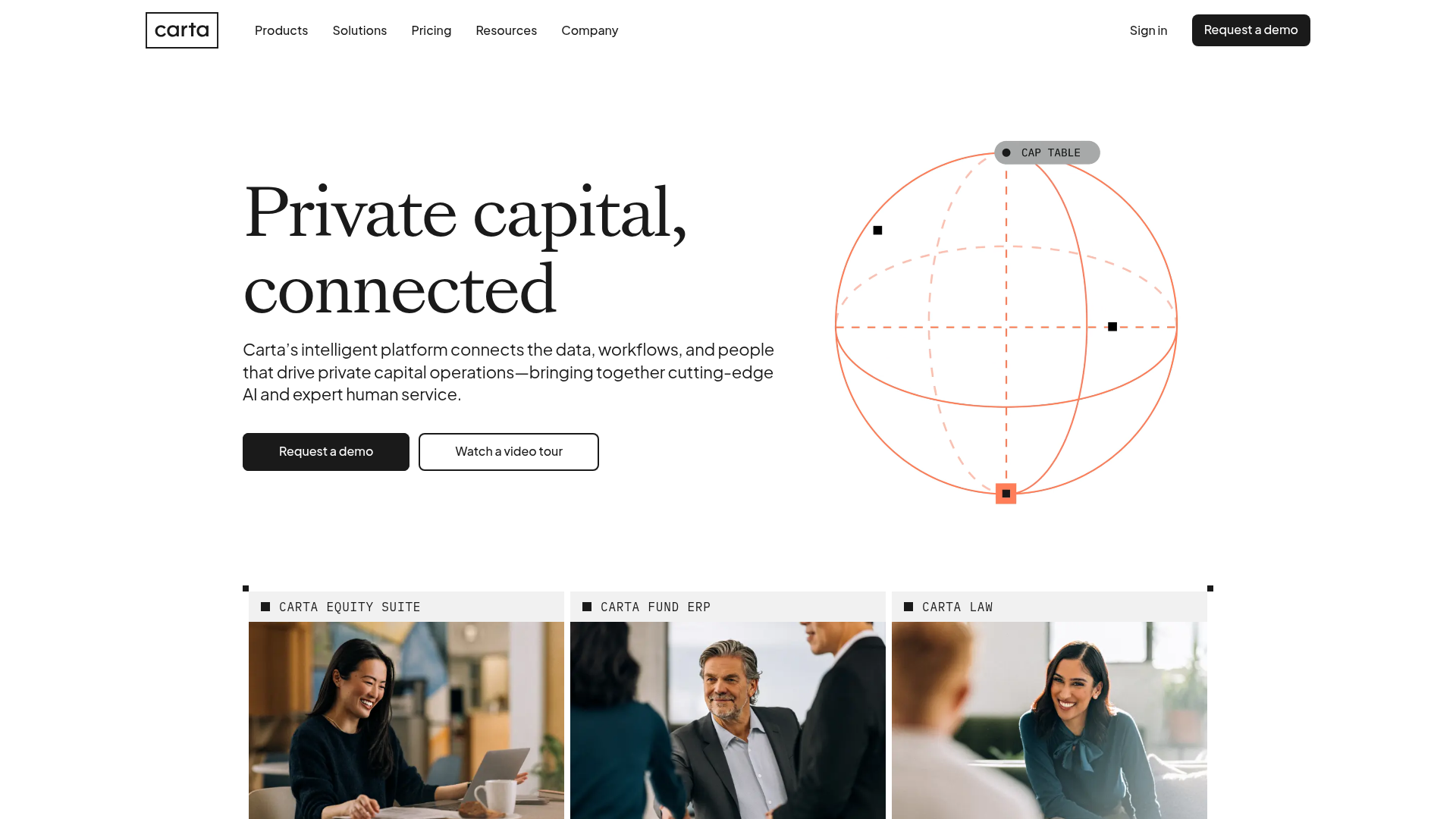 Screenshot of Carta website