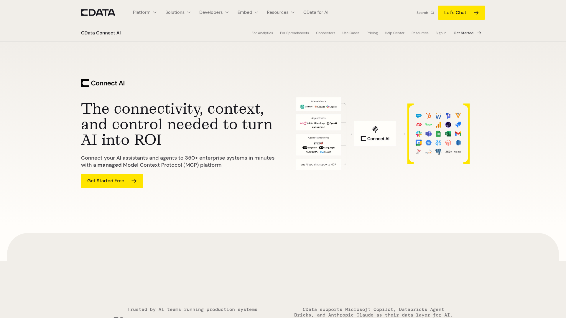 Screenshot of CData Connect AI website
