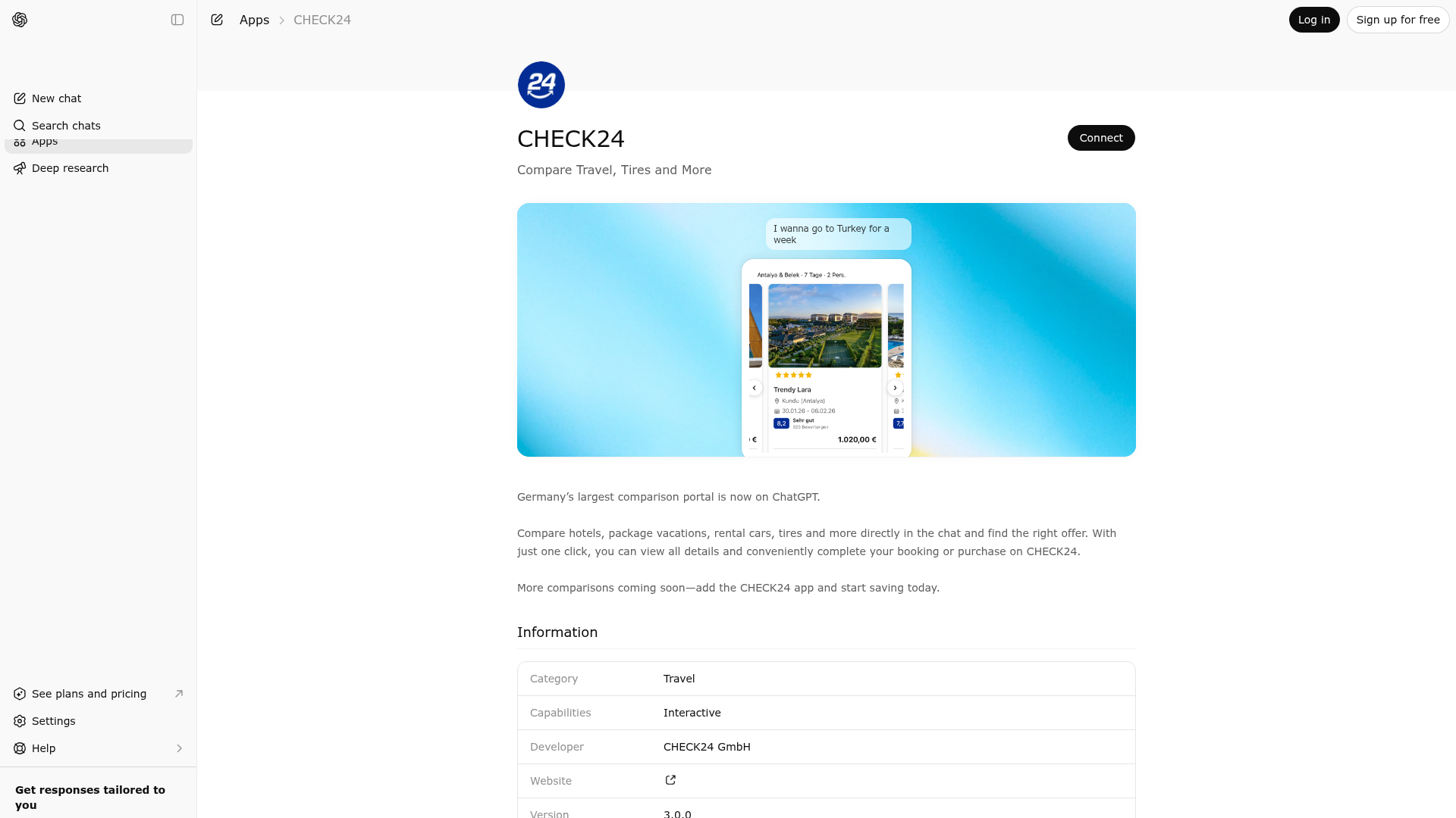 Screenshot of CHECK24 website