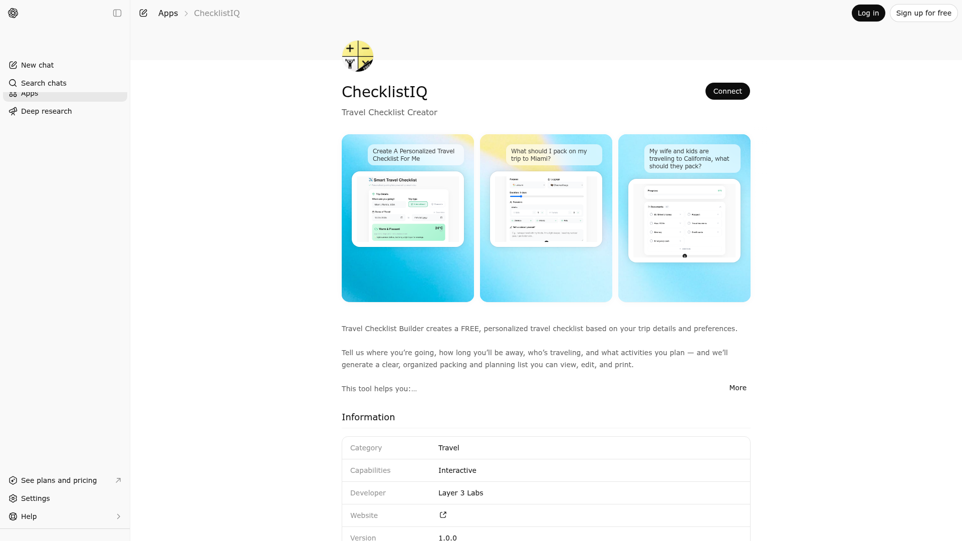 Screenshot of ChecklistIQ website