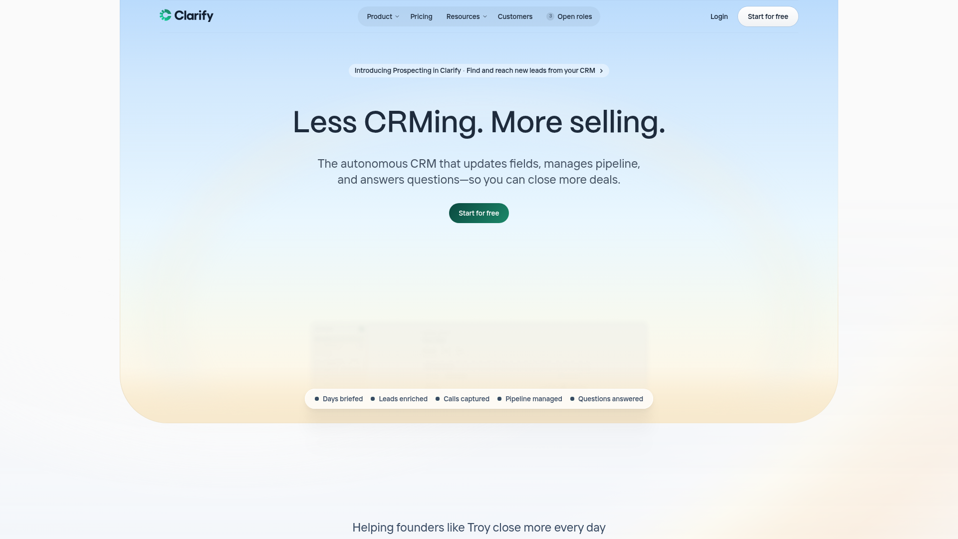 Screenshot of Clarify website