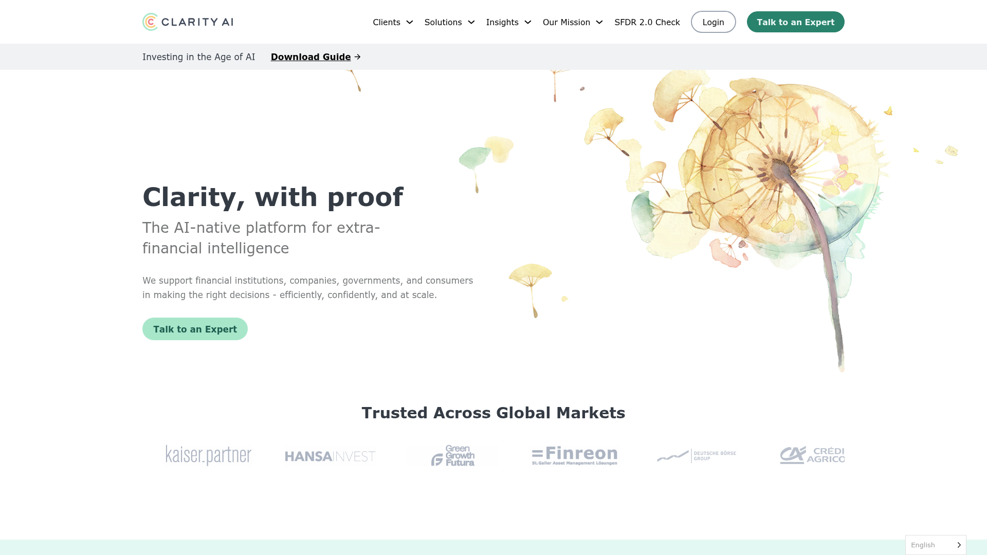 Screenshot of Clarity AI website