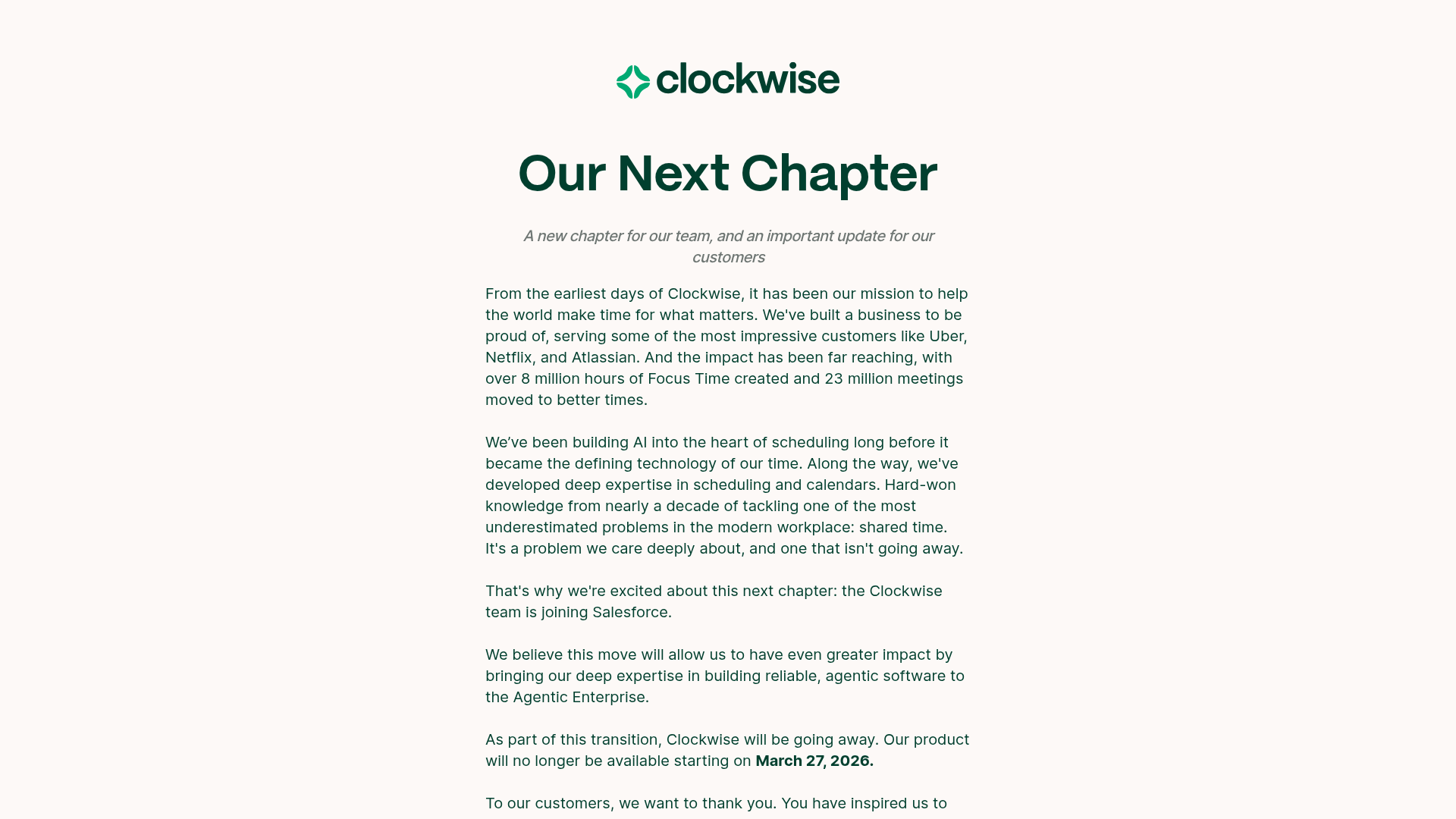 Screenshot of Clockwise website