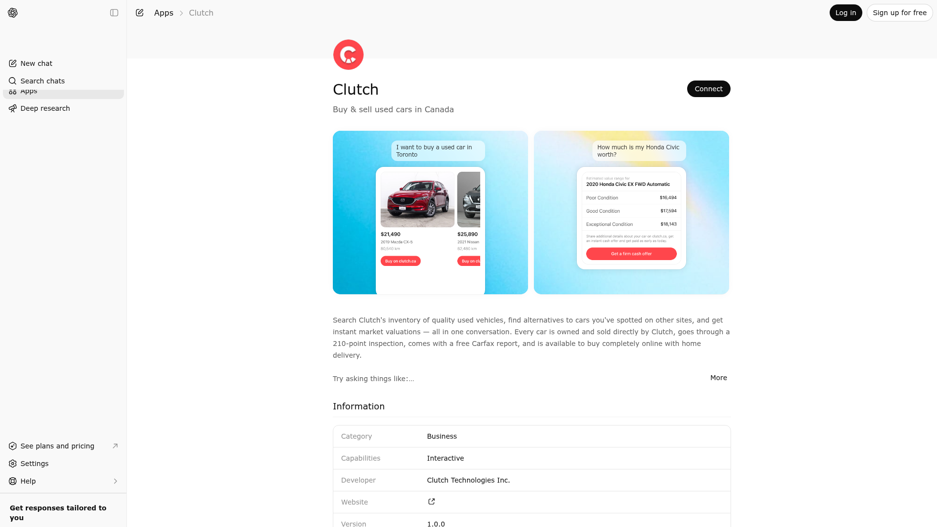Screenshot of Clutch website