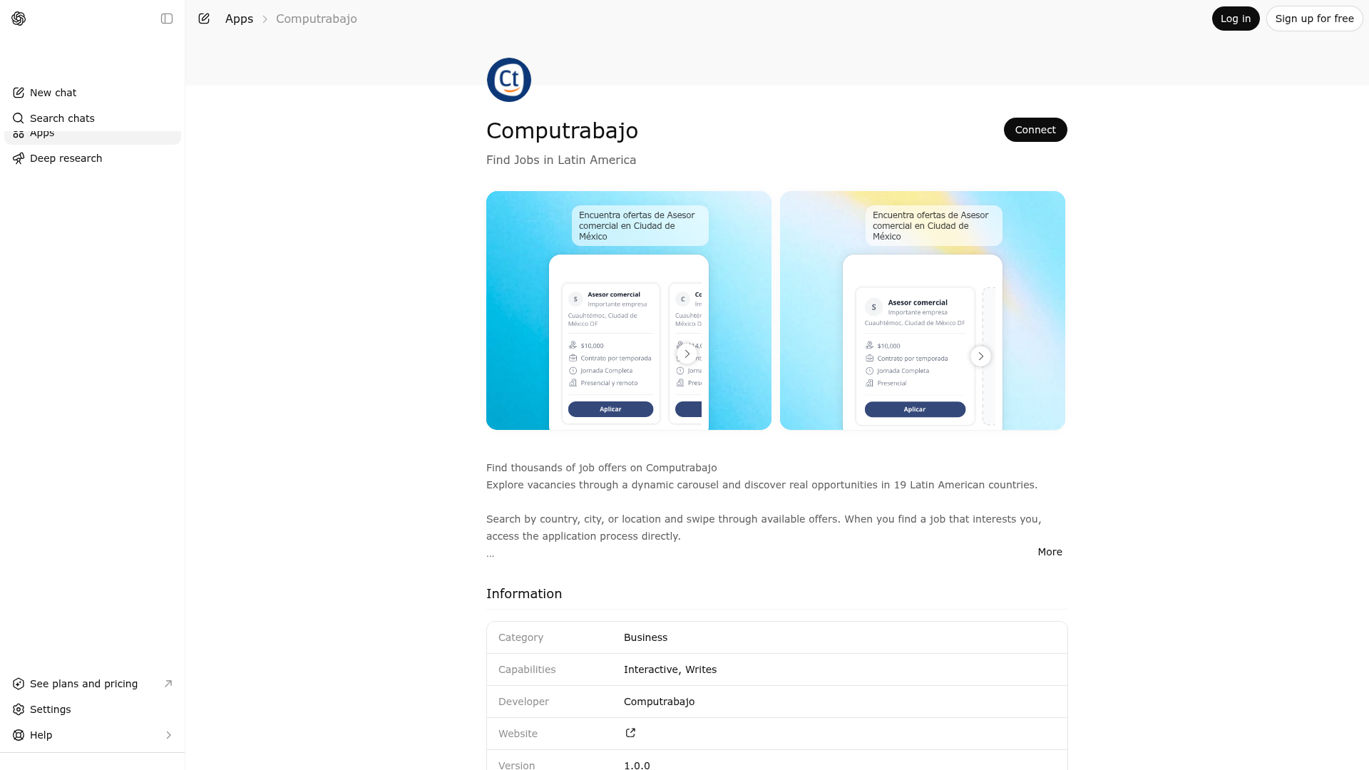 Screenshot of Computrabajo website