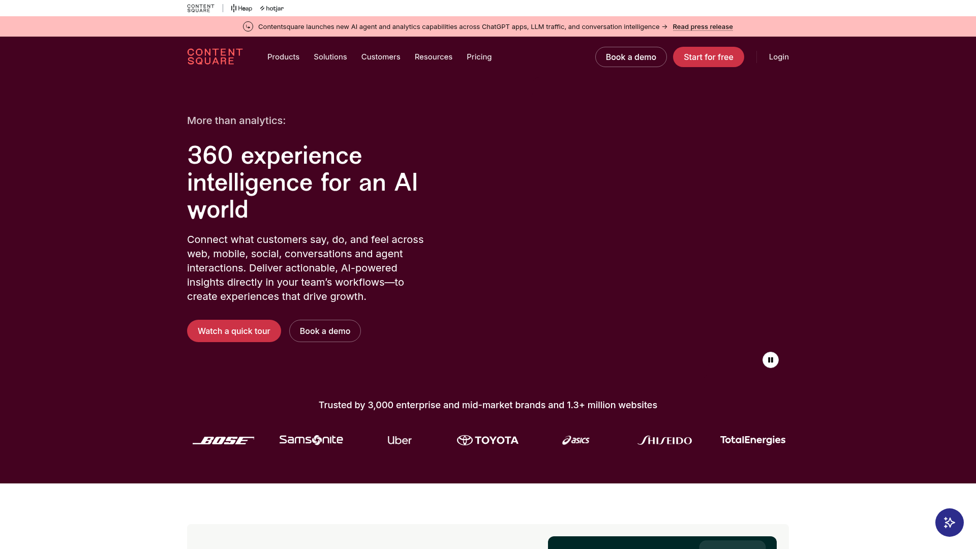 Screenshot of Contentsquare website