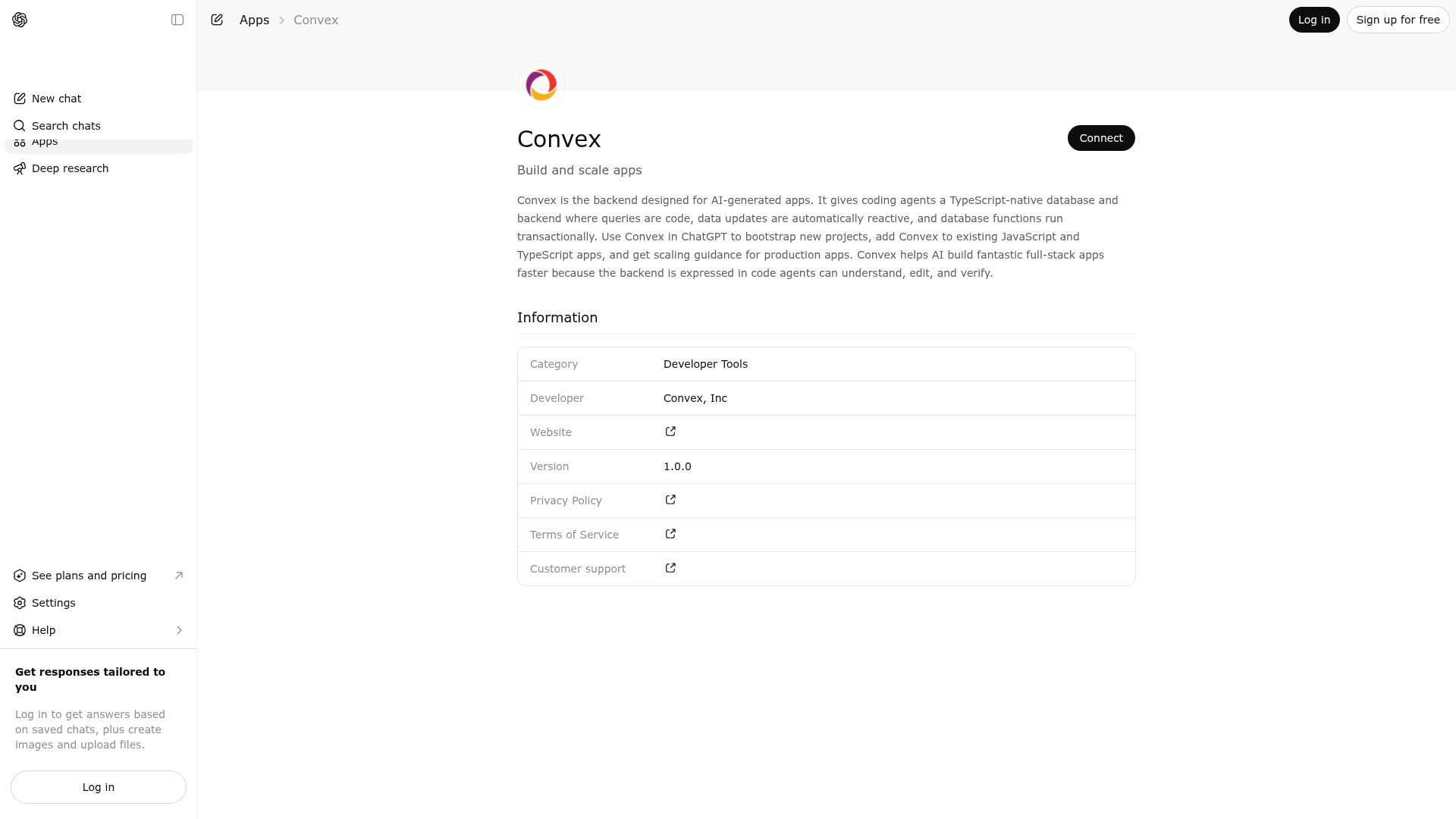 Screenshot of Convex website